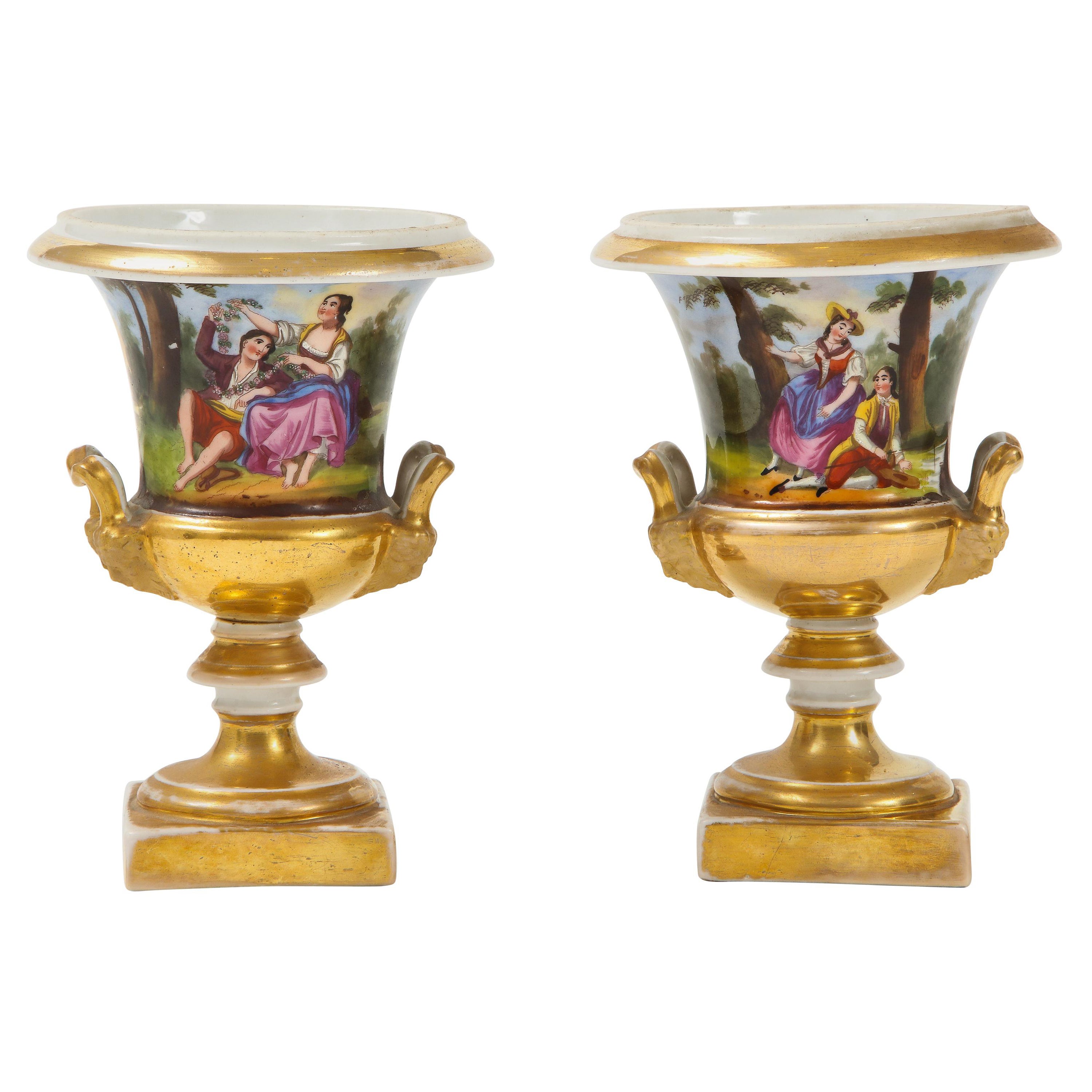 Pareja de Macetas de Porcelana Pintadas a Mano