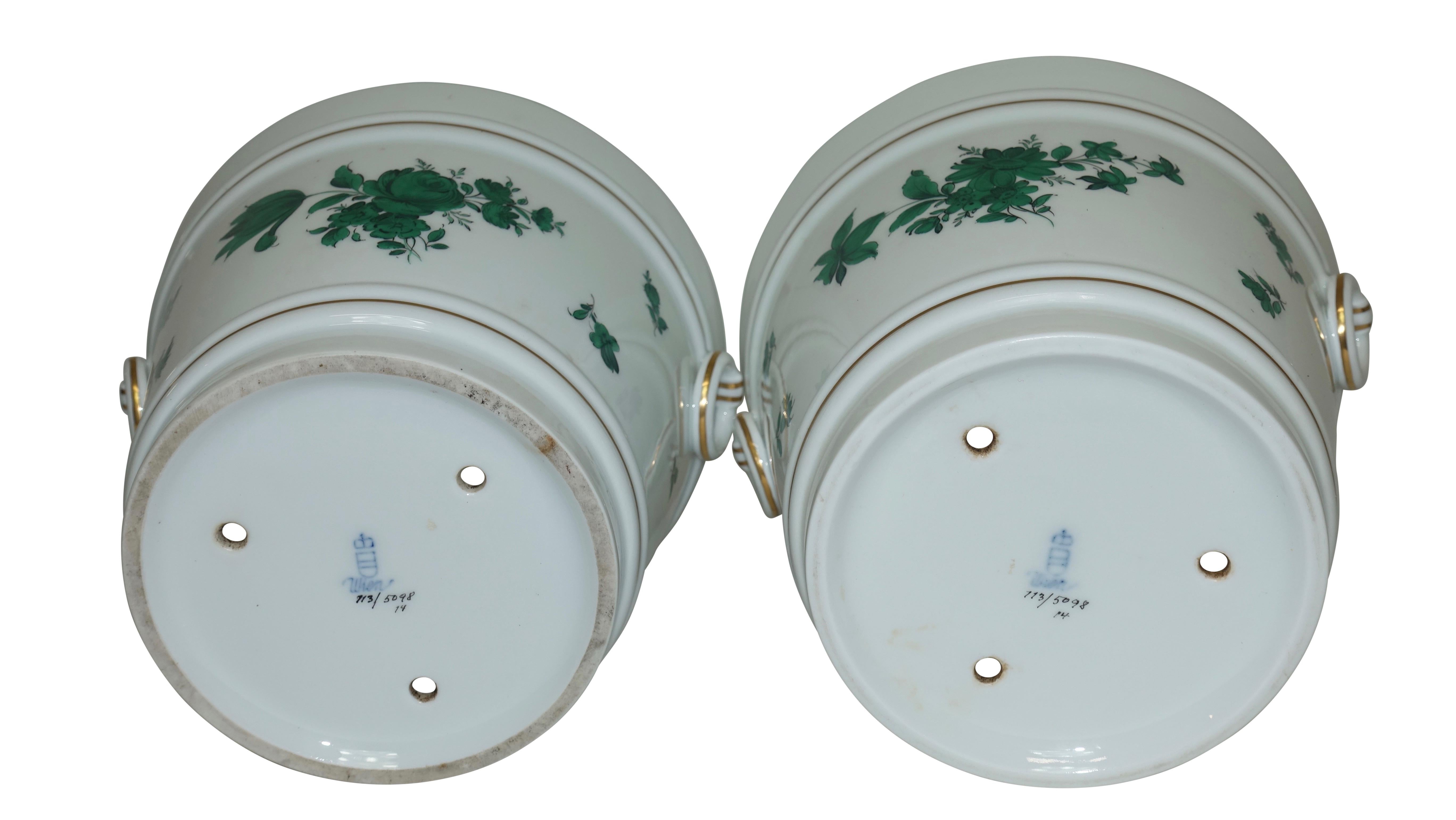 Pair of Hand-Painted Porcelain Cachepots, Vienna, 19th Century 2