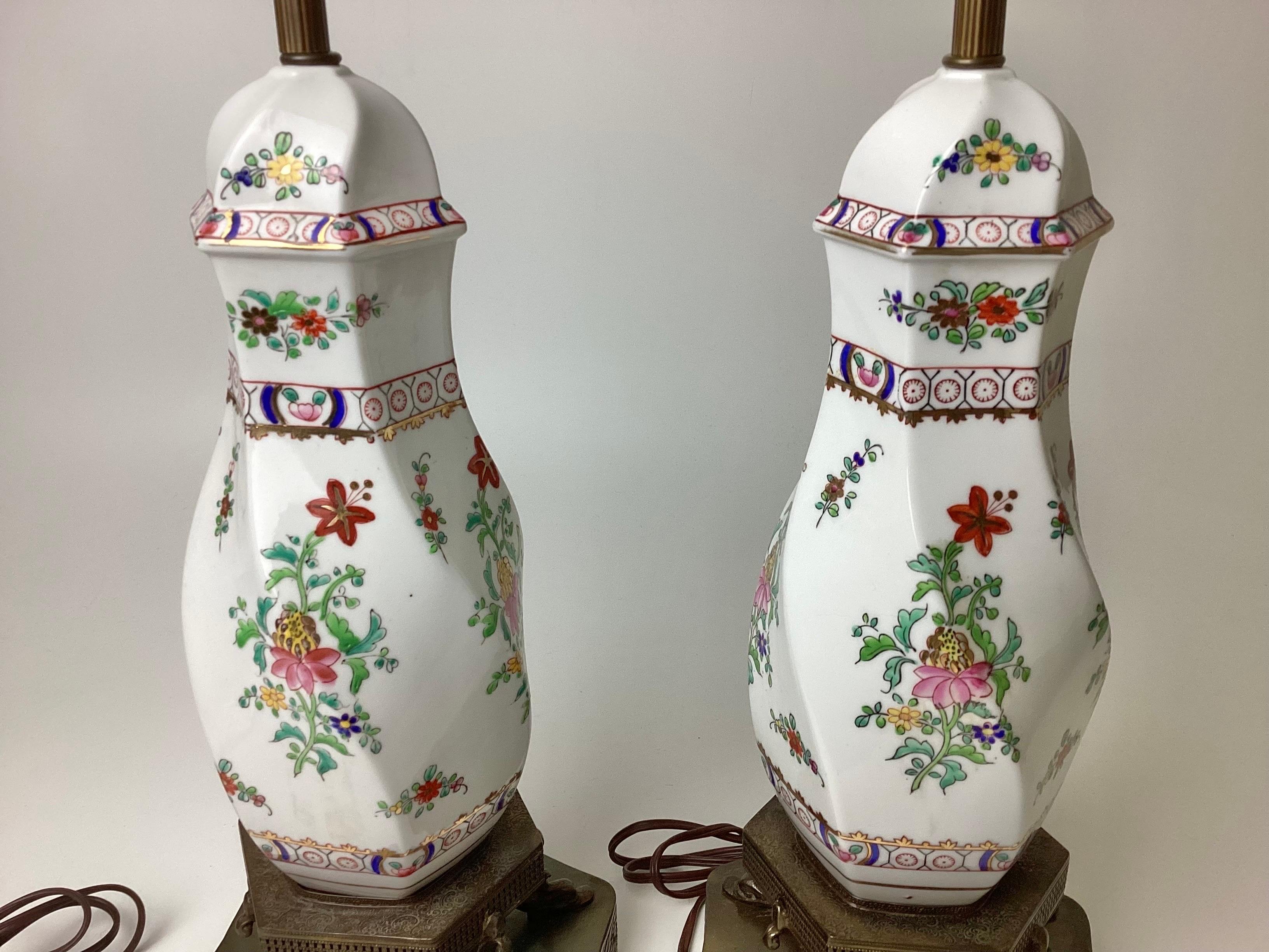 antique hand painted porcelain lamps