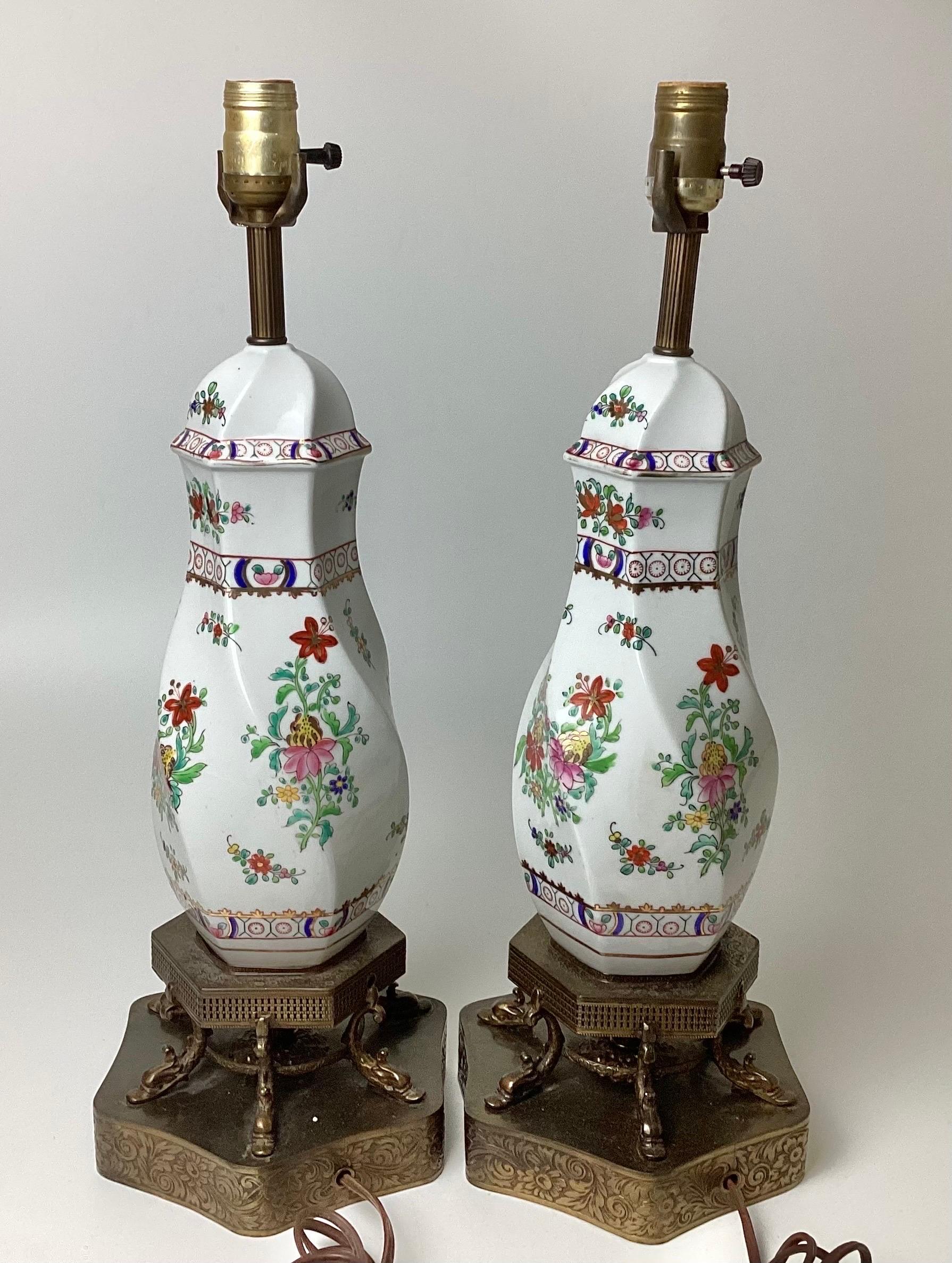 vintage hand-painted porcelain lamps