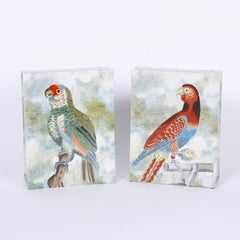 Pair of Hand Painted Porcelain Parrot Vases