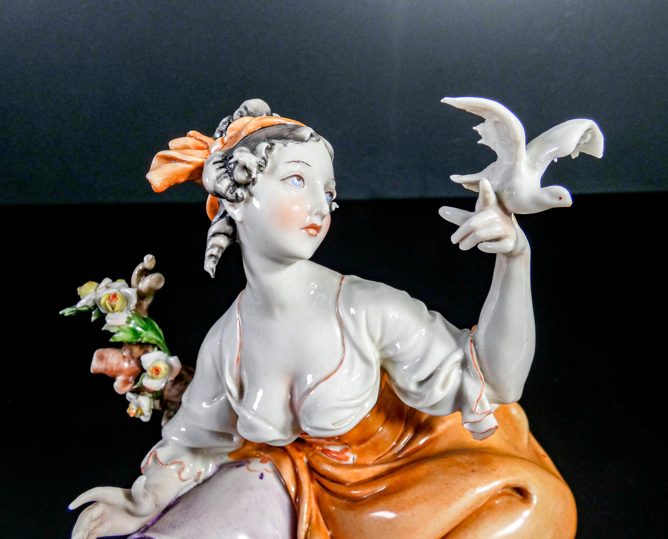 Pair of Hand Painted Porcelain Sculptures, Signed Giuseppe CAPPÉ, Contadini In Good Condition In Torino, IT