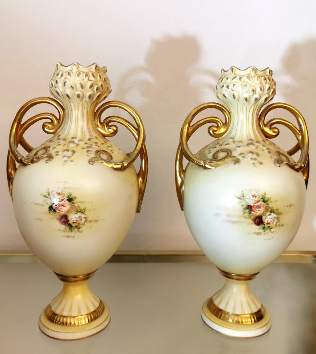 20th Century Napoleon III Style French Pair of Hand Painted Porcelain Vases 7