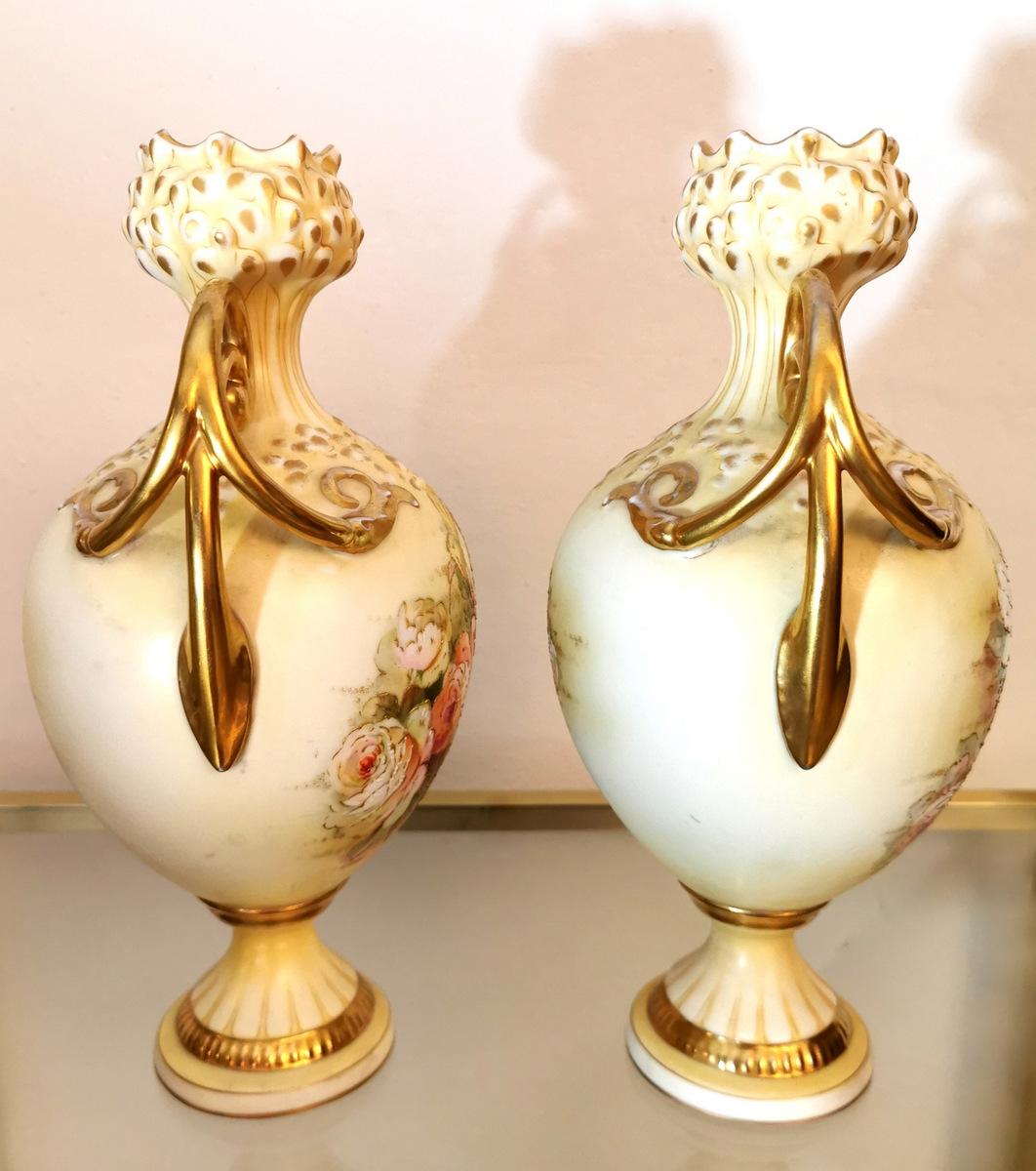 20th Century Napoleon III Style French Pair of Hand Painted Porcelain Vases 10