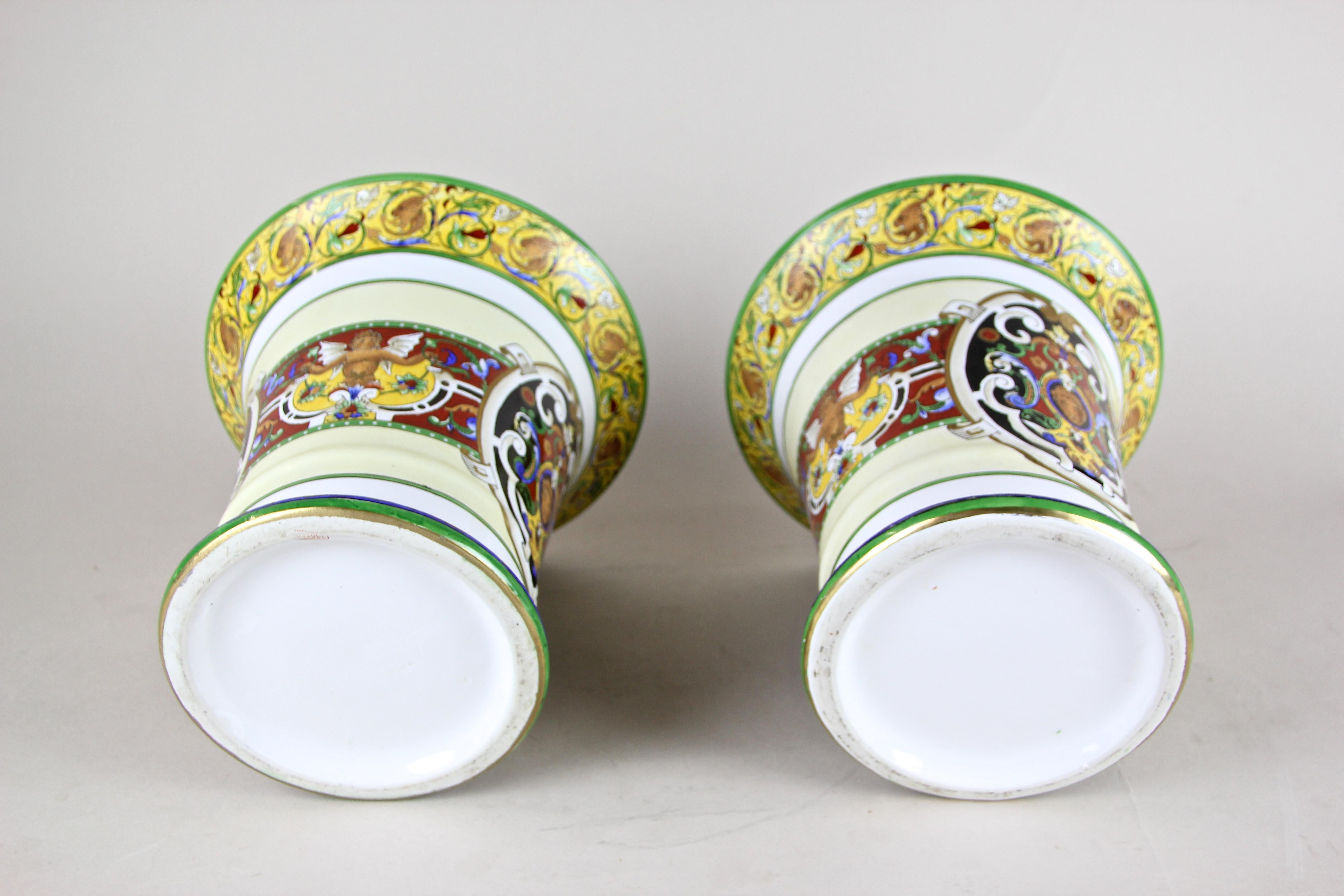 Pair of Hand Painted Porcelain Vases, Italy, circa 1900 4