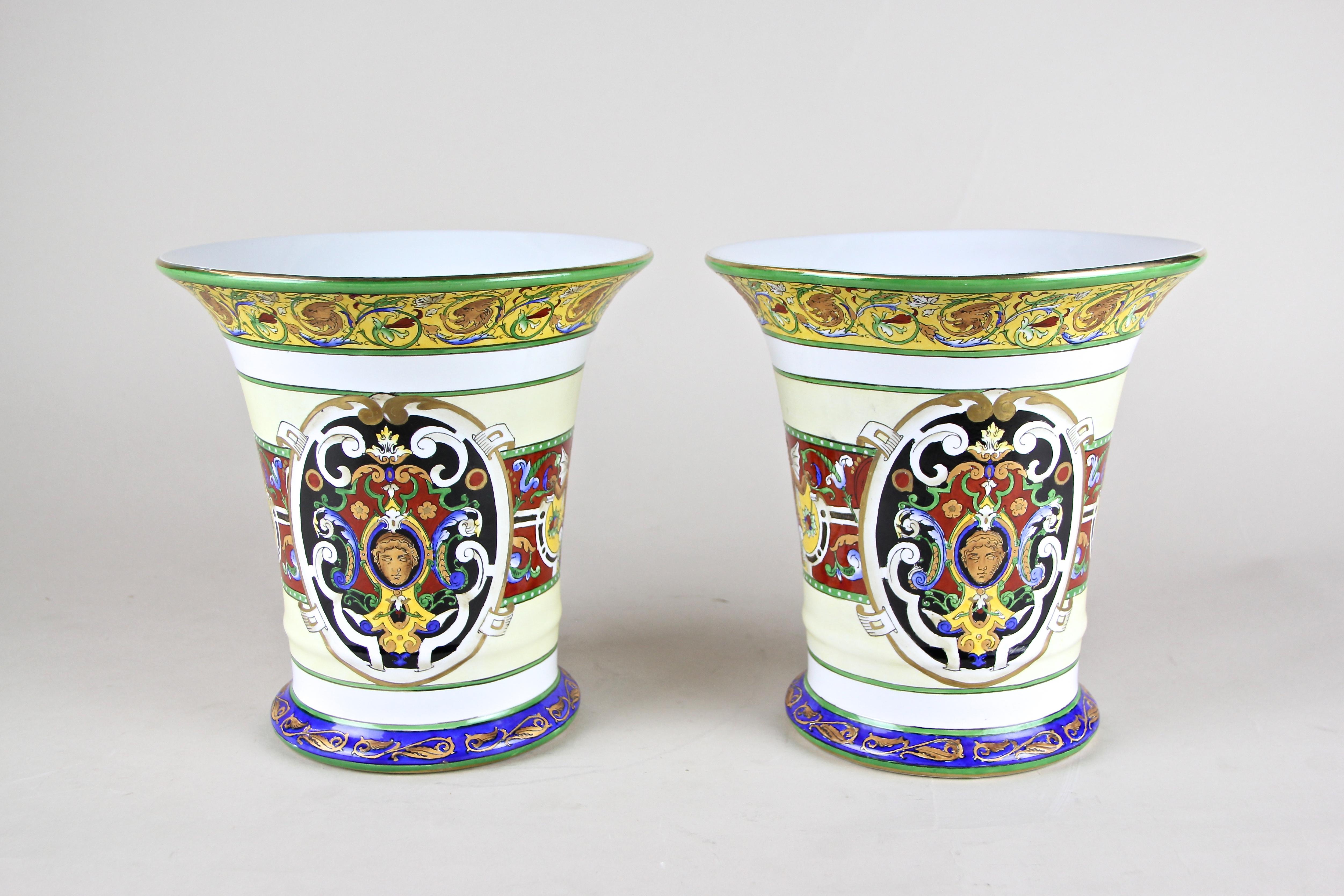 Italian Pair of Hand Painted Porcelain Vases, Italy, circa 1900