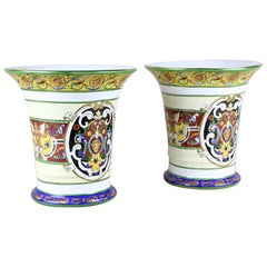 Pair of Hand Painted Porcelain Vases, Italy, circa 1900 Antique Pair of Hand Painted Porcelain Vases, Italy, circa 1900