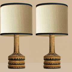 Pair of Hand Painted Sculptural Table Lamps for Soholm, Denmark 1960s