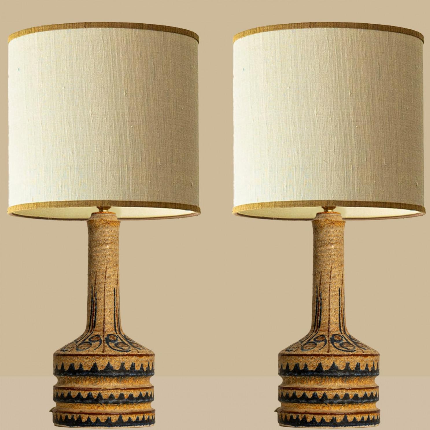 Brutalisme Paire de lampes de table sculpturales peintes à la main pour Soholm, Danemark, années 1960 en vente