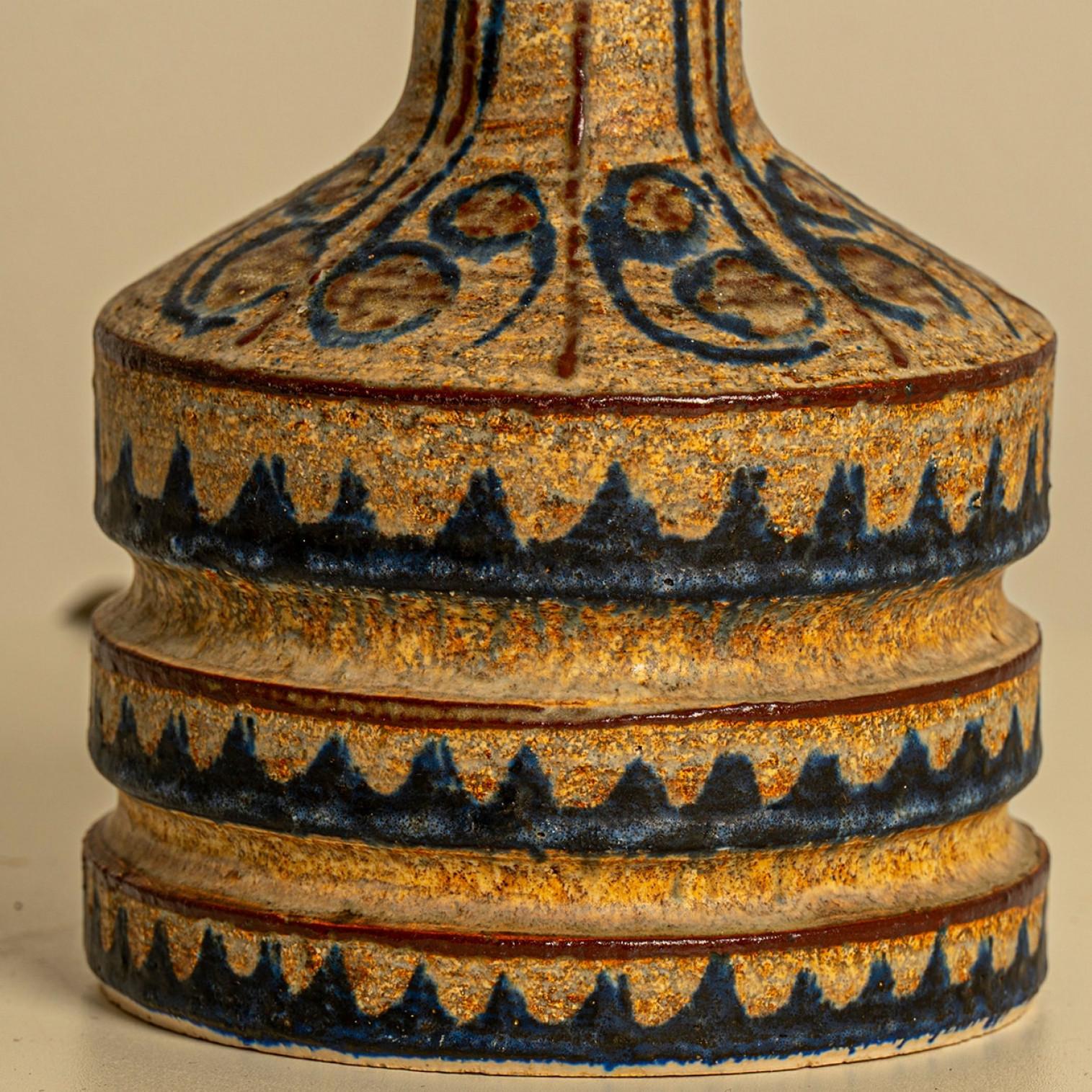 Danish Pair of Hand Painted Sculptural Table Lamps for Soholm, Denmark 1960s For Sale