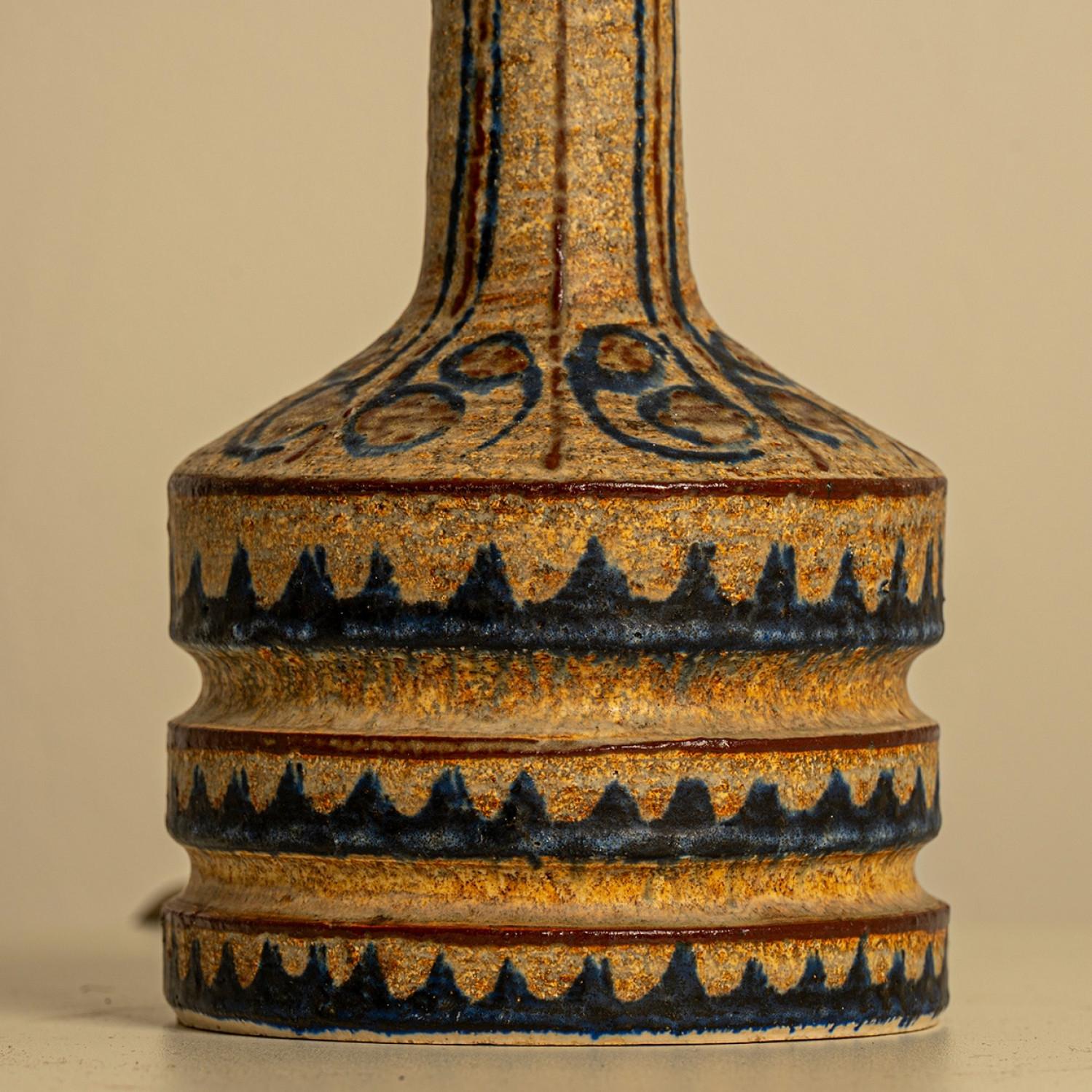 Pair of Hand Painted Sculptural Table Lamps for Soholm, Denmark 1960s In Good Condition For Sale In Rijssen, NL