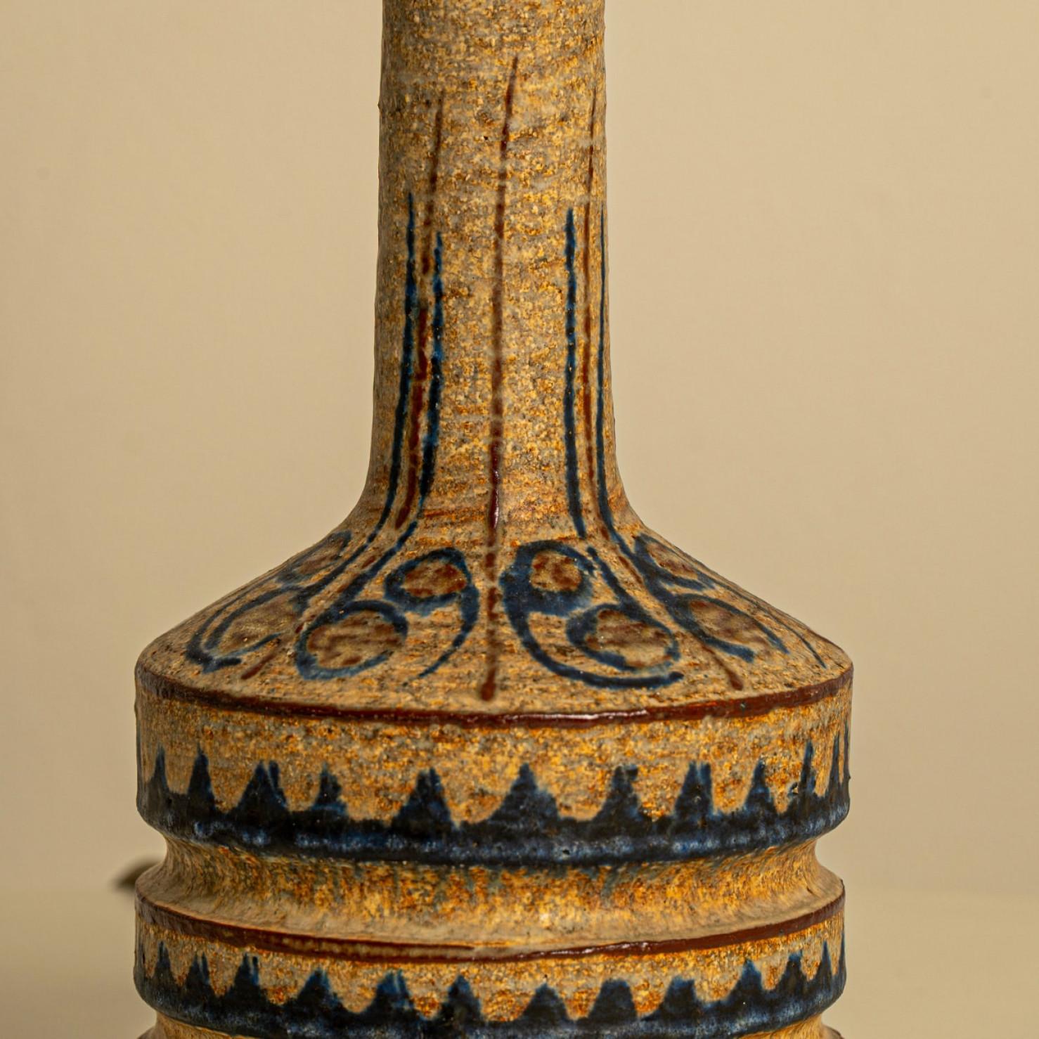 Ceramic Pair of Hand Painted Sculptural Table Lamps for Soholm, Denmark 1960s For Sale