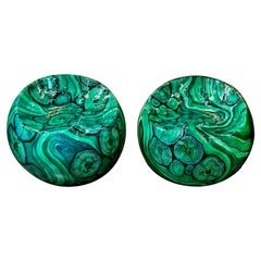 Pair of Hand Painted Stools with A Malachite Pattern