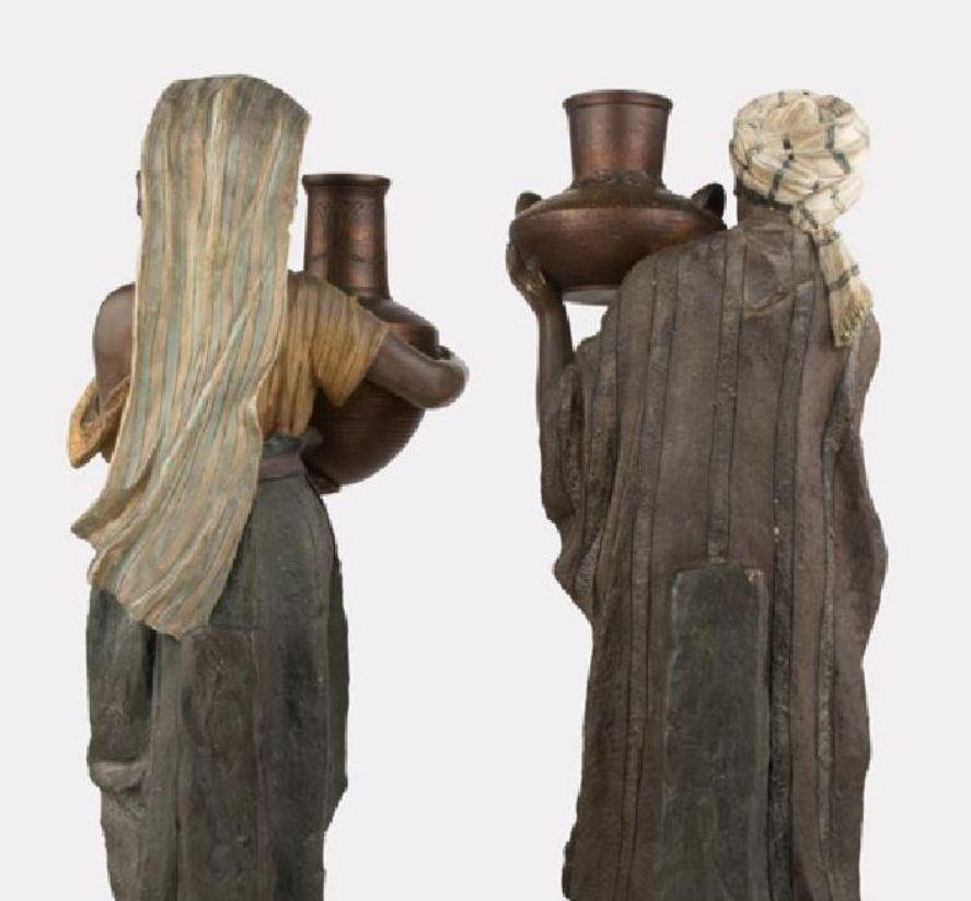 20th Century Pair Of Hand Painted Terracotta Figures of Arabs