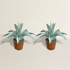 Pair of Hand-Painted Tole Agave Plants
