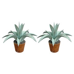 Pair of Hand-Painted Tole Agave Plants