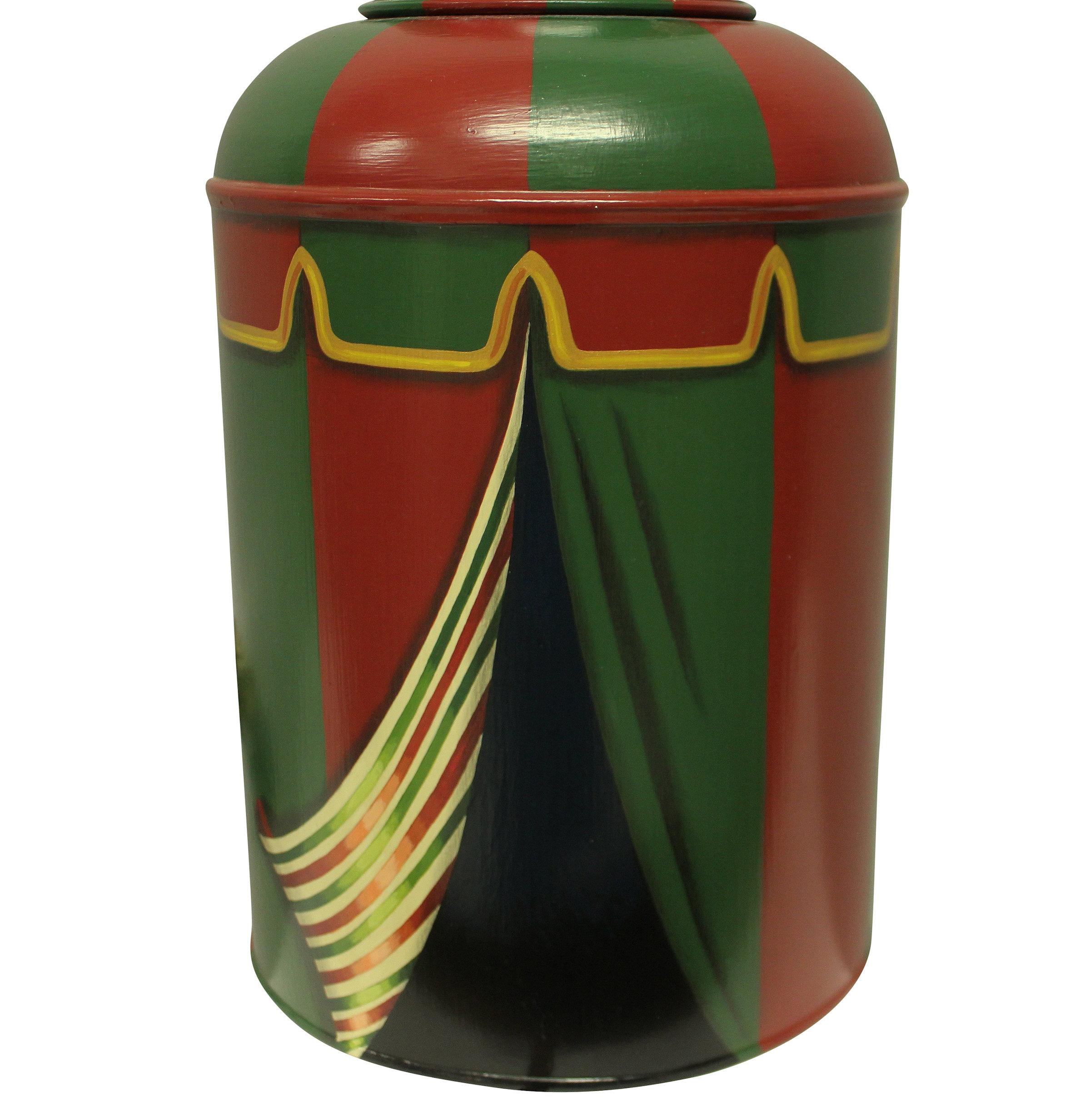 Late 20th Century Pair of Hand Painted Toleware Lamps