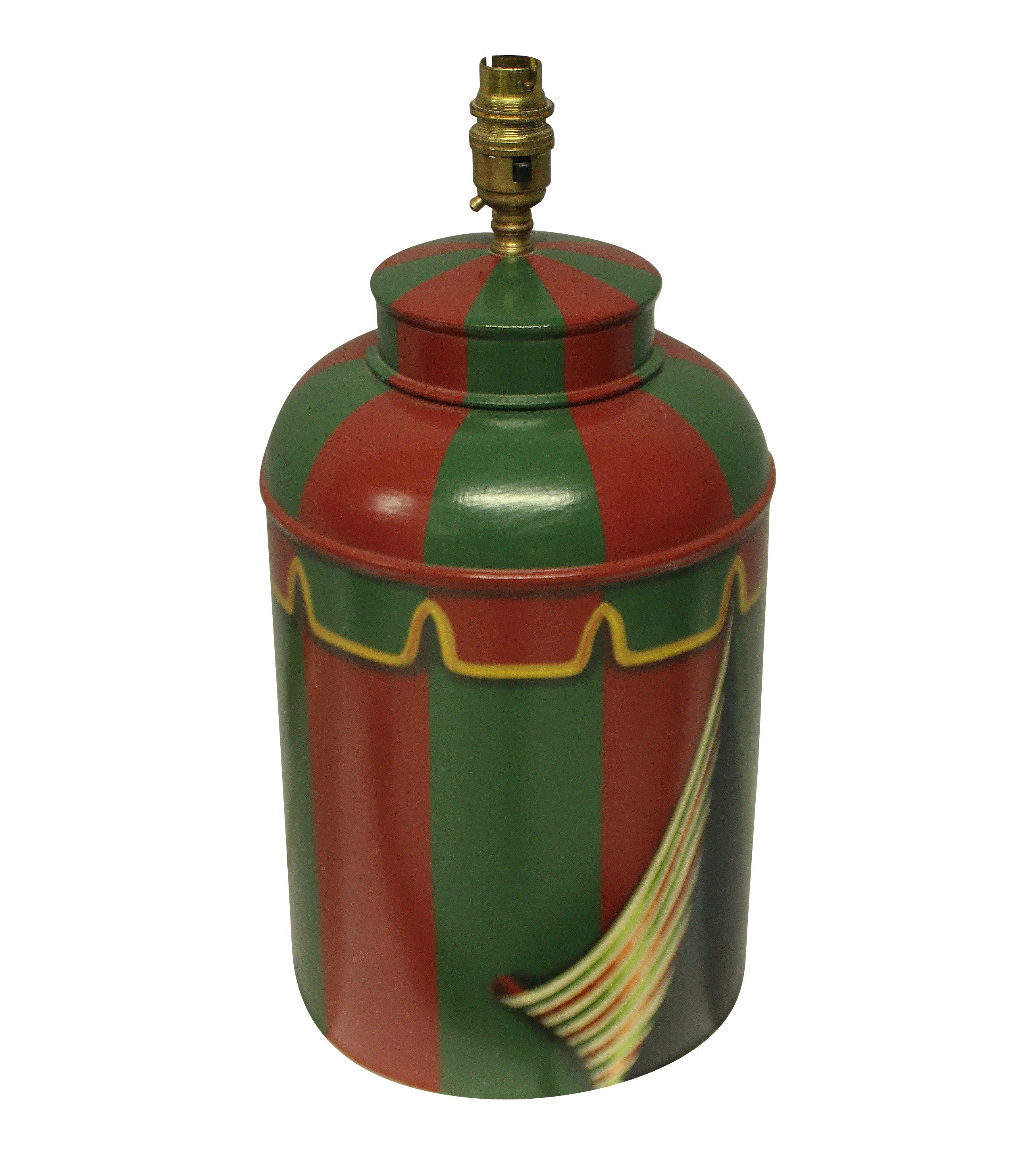 Late 20th Century Pair of Hand Painted Toleware Lamps