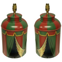 Pair of Hand Painted Toleware Lamps