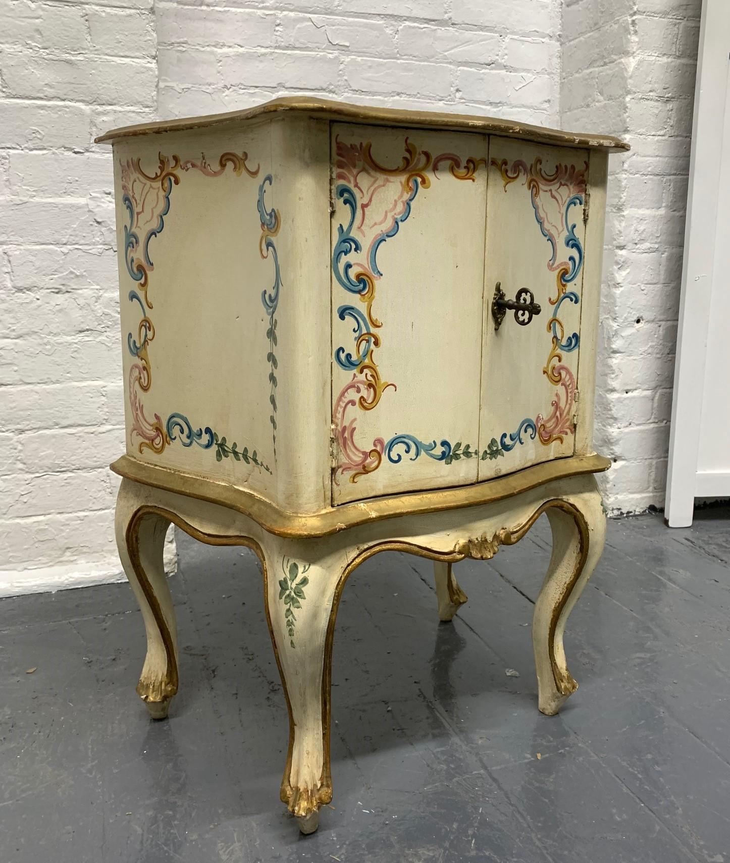 Gilt Pair of Hand Painted Venetian Cabinets