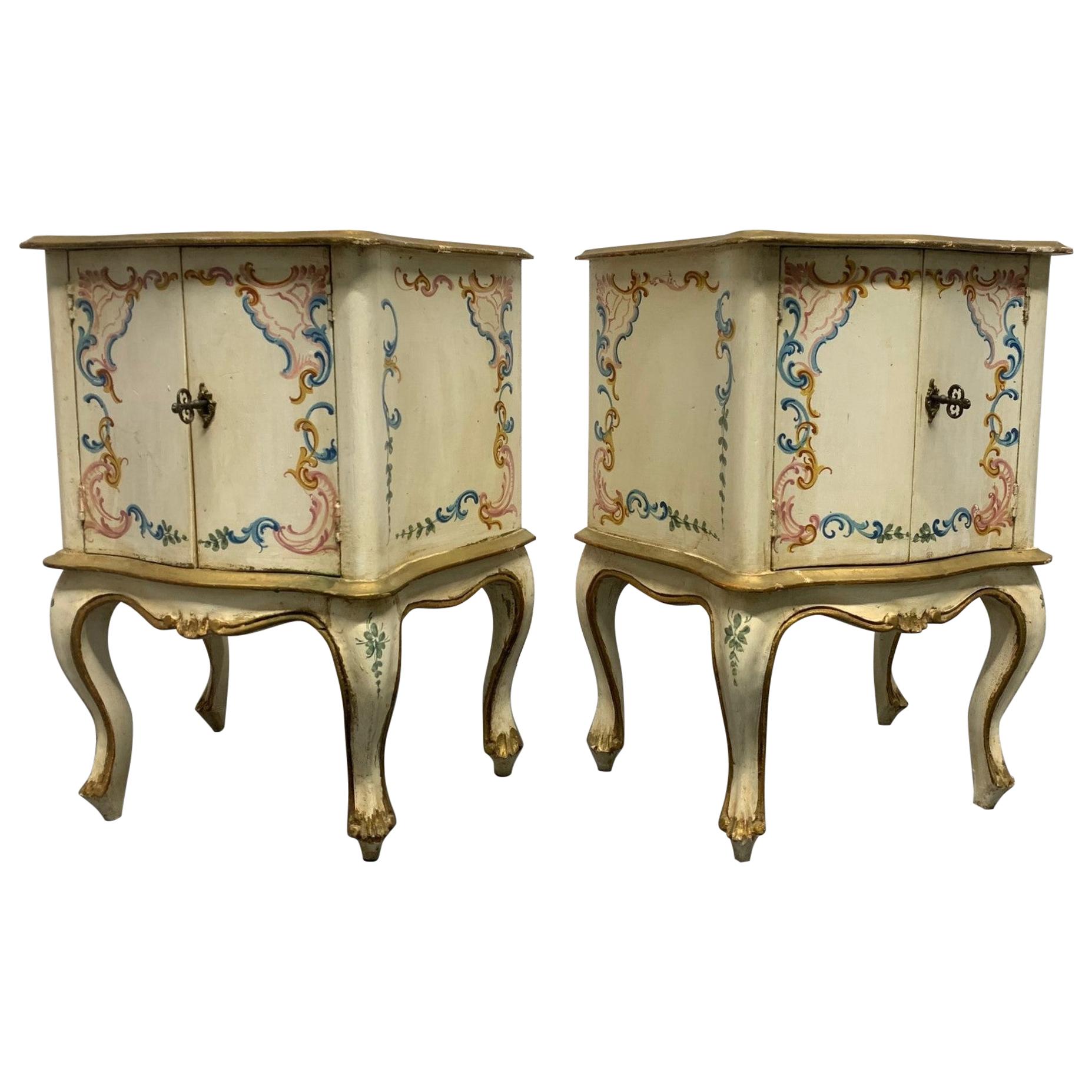Pair of Hand Painted Venetian Cabinets