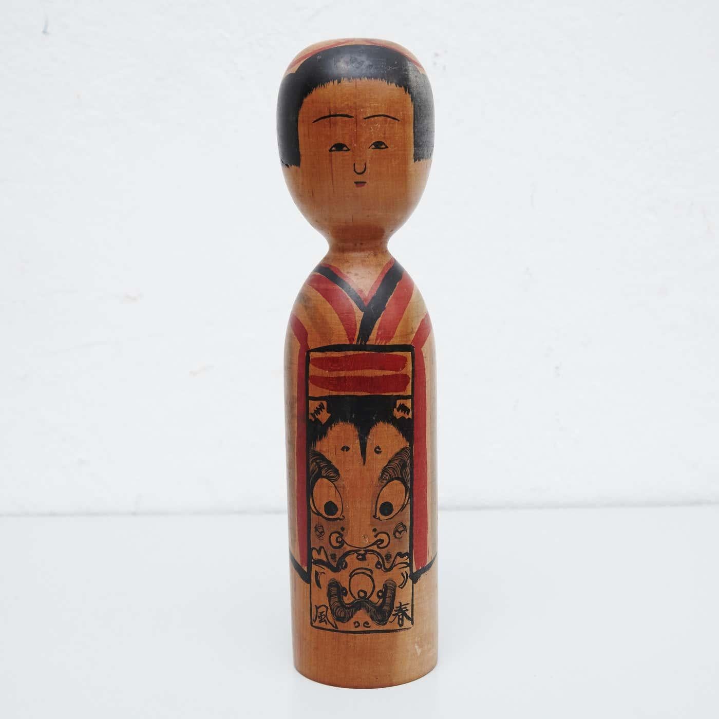 Edo Pair of Hand Painted Wooden Kokeshi Dolls, circa 1940 For Sale