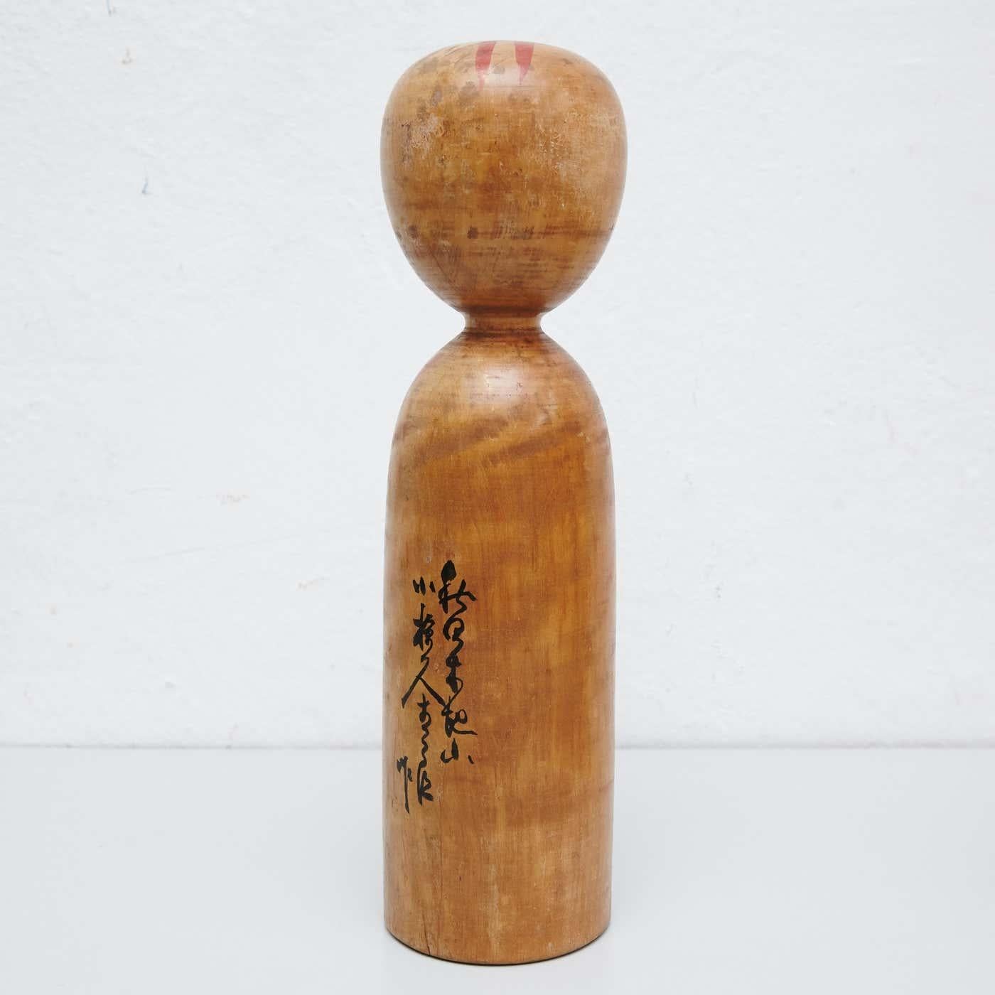 Pair of Hand Painted Wooden Kokeshi Dolls, circa 1940 For Sale 2