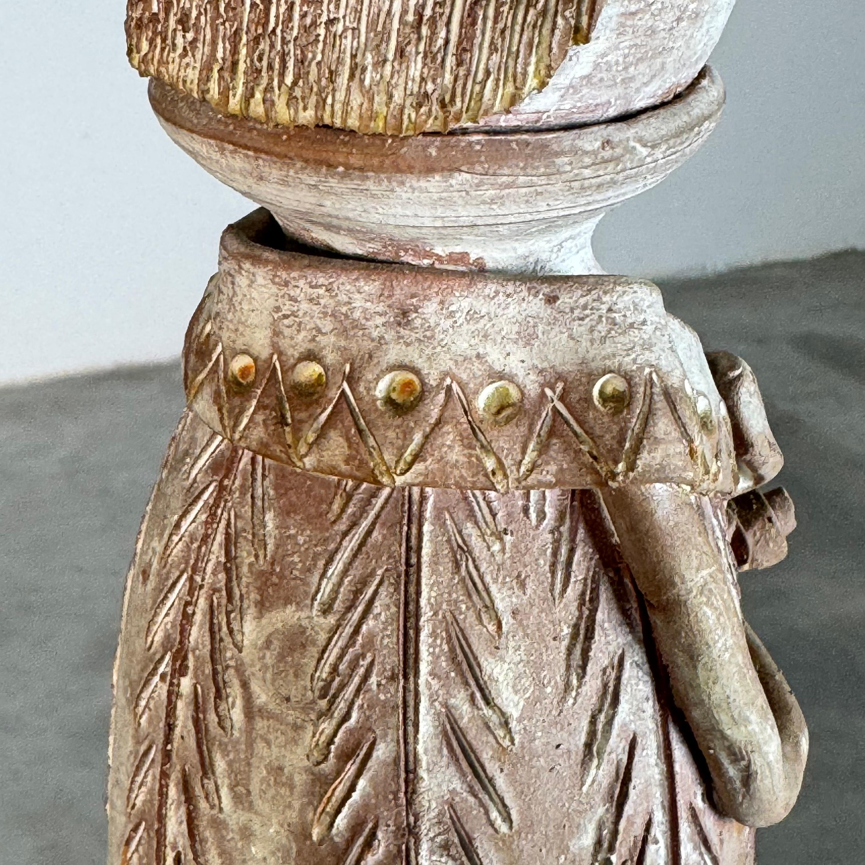 Pair of hand-sculpted terracotta figures by ceramic artist Saverio Farci, 1960s For Sale 4