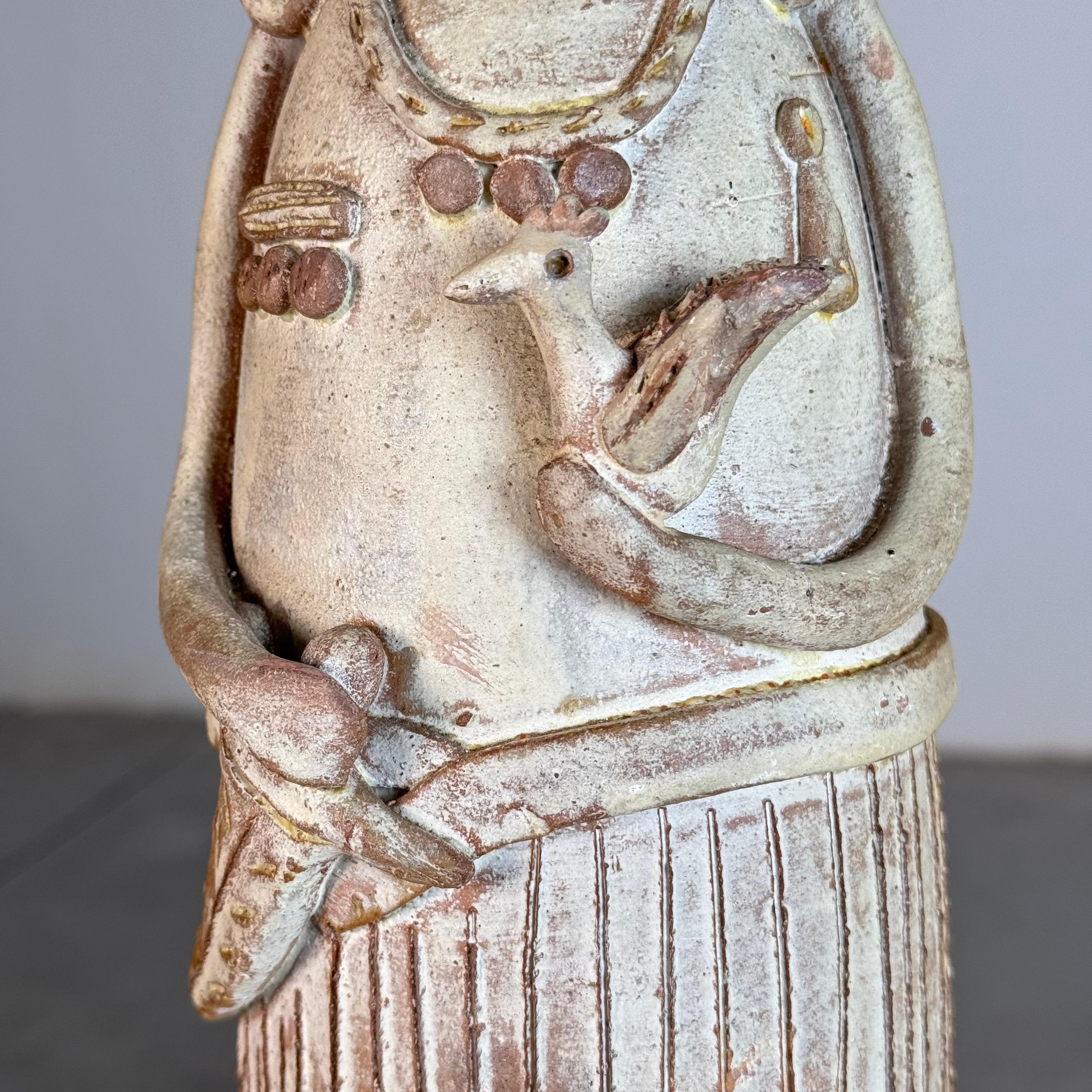 Pair of hand-sculpted terracotta figures by ceramic artist Saverio Farci, 1960s For Sale 7