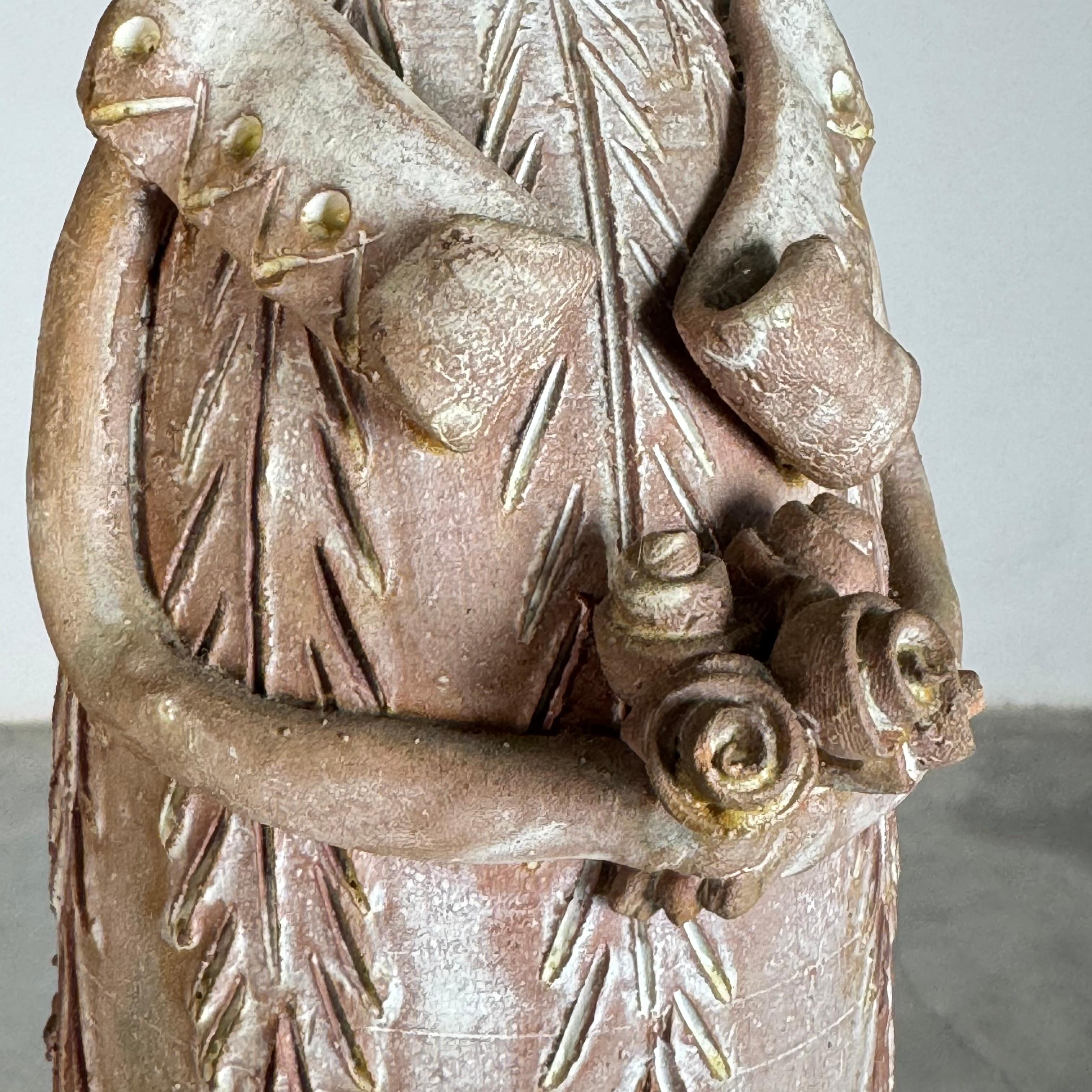 Pair of hand-sculpted terracotta figures by ceramic artist Saverio Farci, 1960s For Sale 9