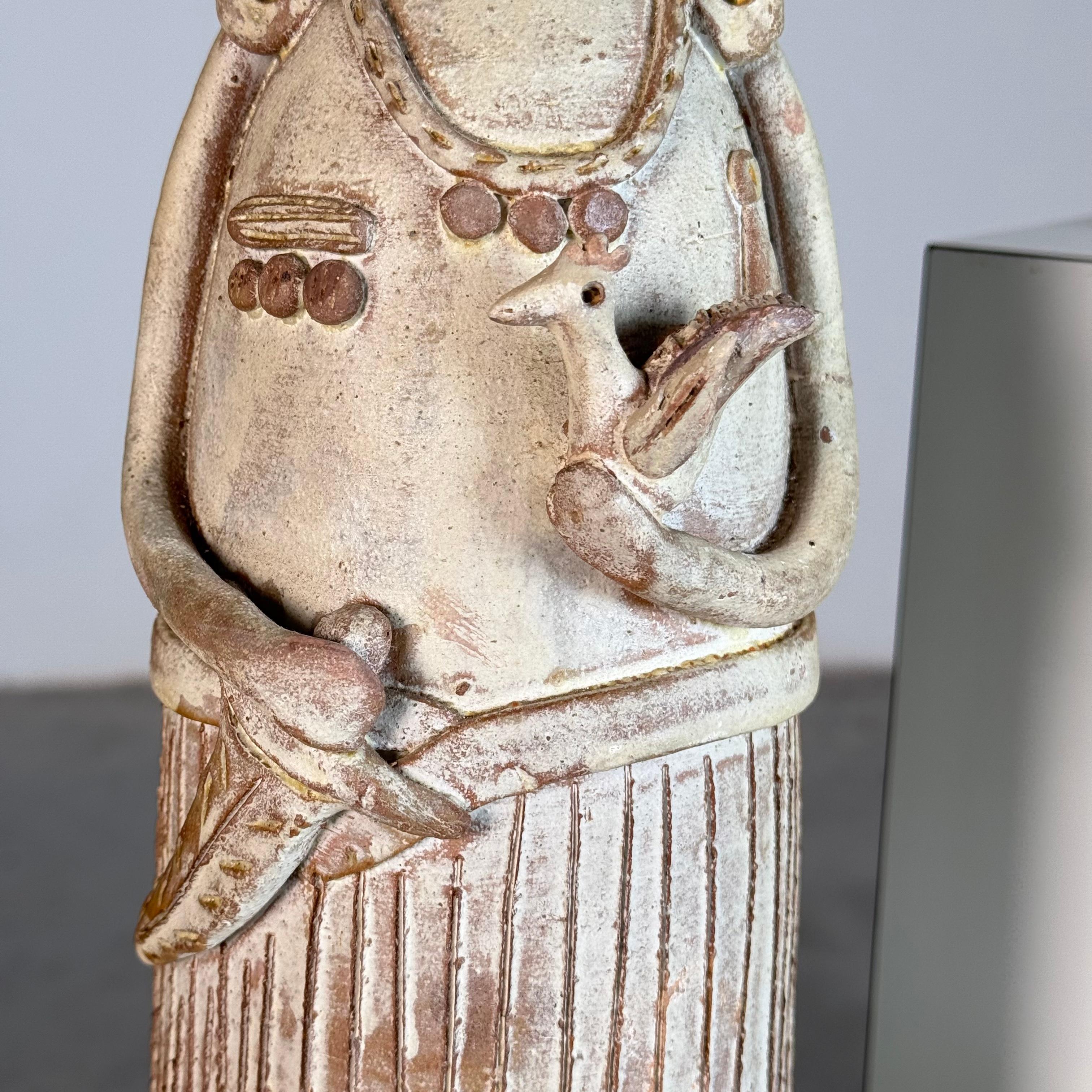 Ceramic Pair of hand-sculpted terracotta figures by ceramic artist Saverio Farci, 1960s For Sale