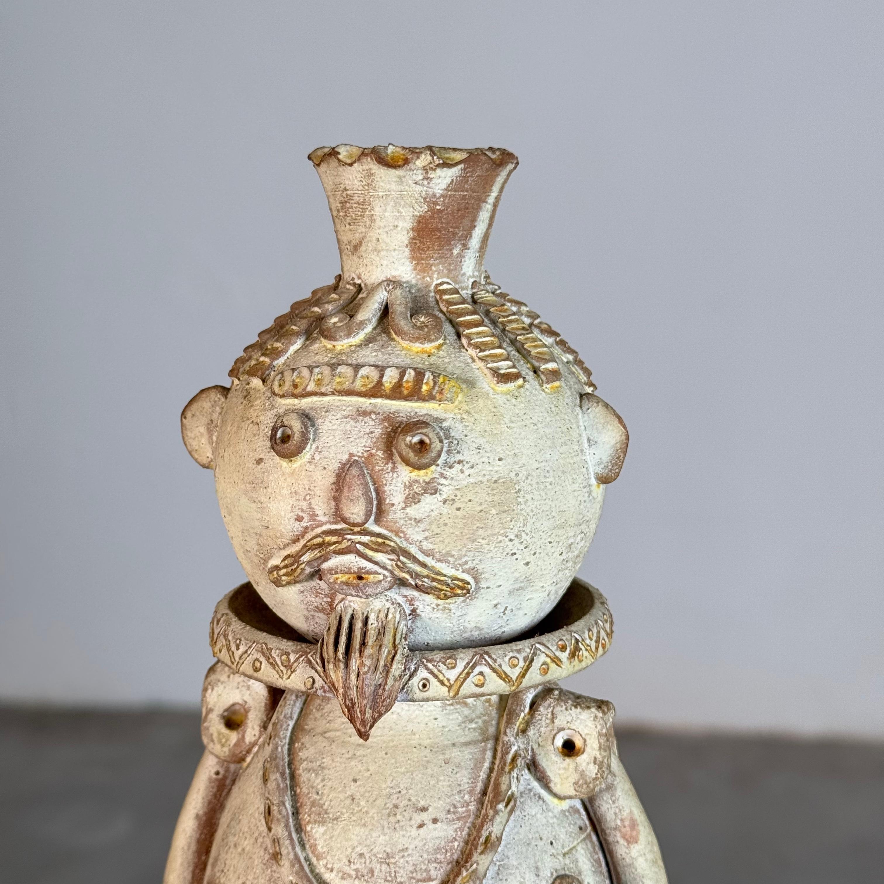 Pair of hand-sculpted terracotta figures by ceramic artist Saverio Farci, 1960s For Sale 1