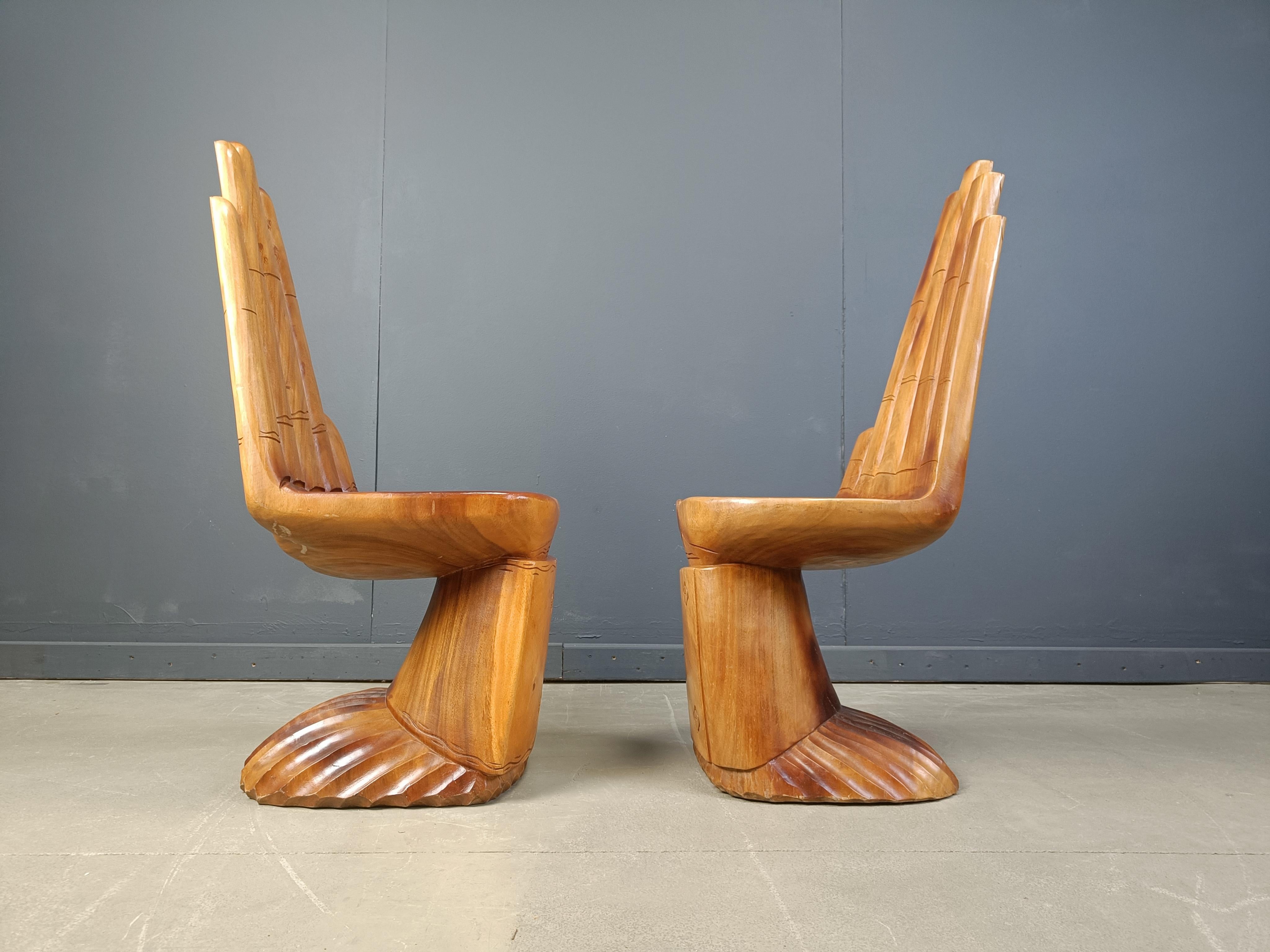 Coppia di sedie in teak sagomate a mano, anni '70 In condizioni buone in vendita a Leuven, Vlaams Gewest