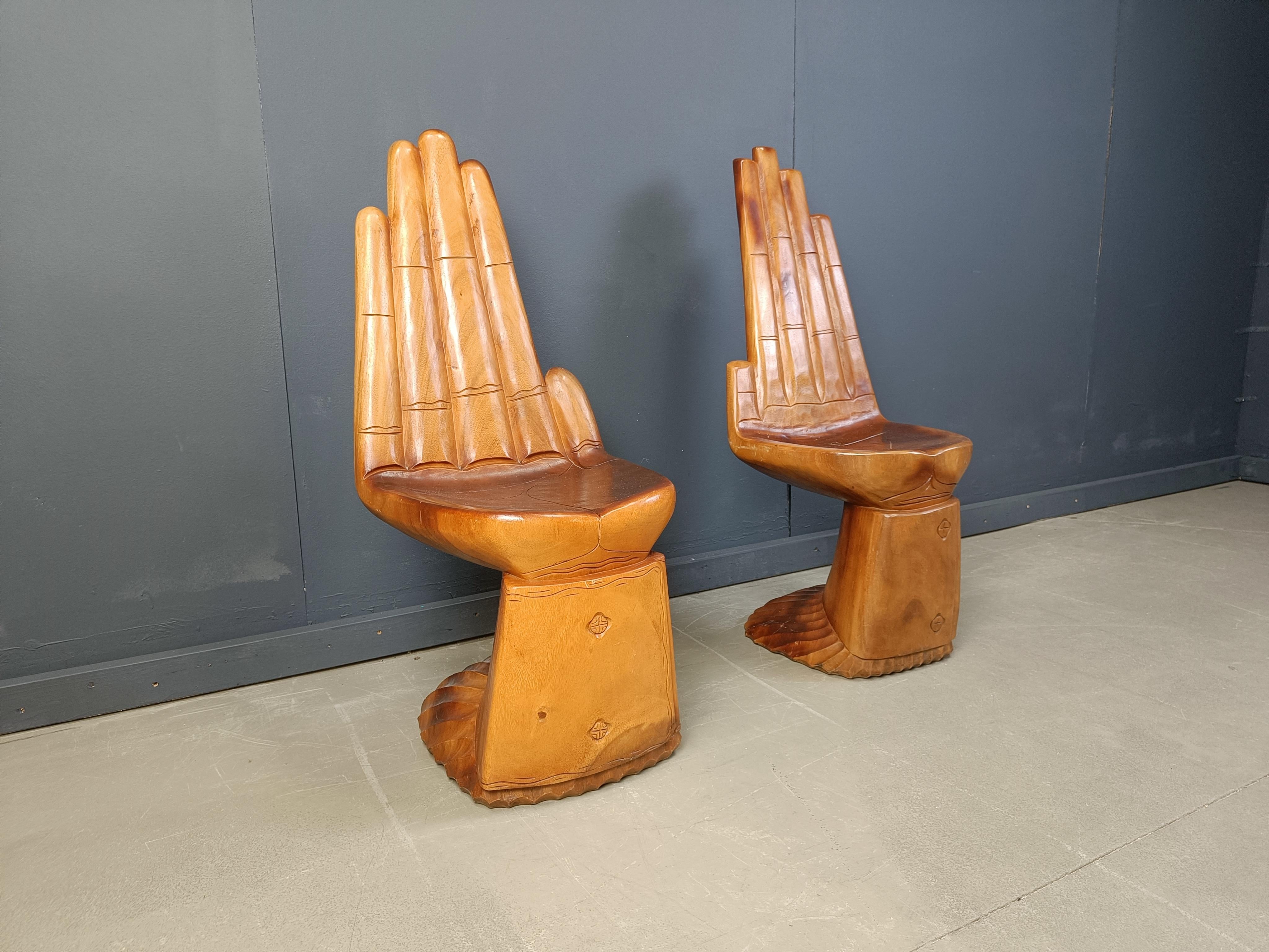 Teak Coppia di sedie in teak sagomate a mano, anni '70 in vendita