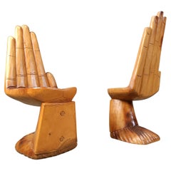 Coppia di sedie in teak sagomate a mano, anni '70