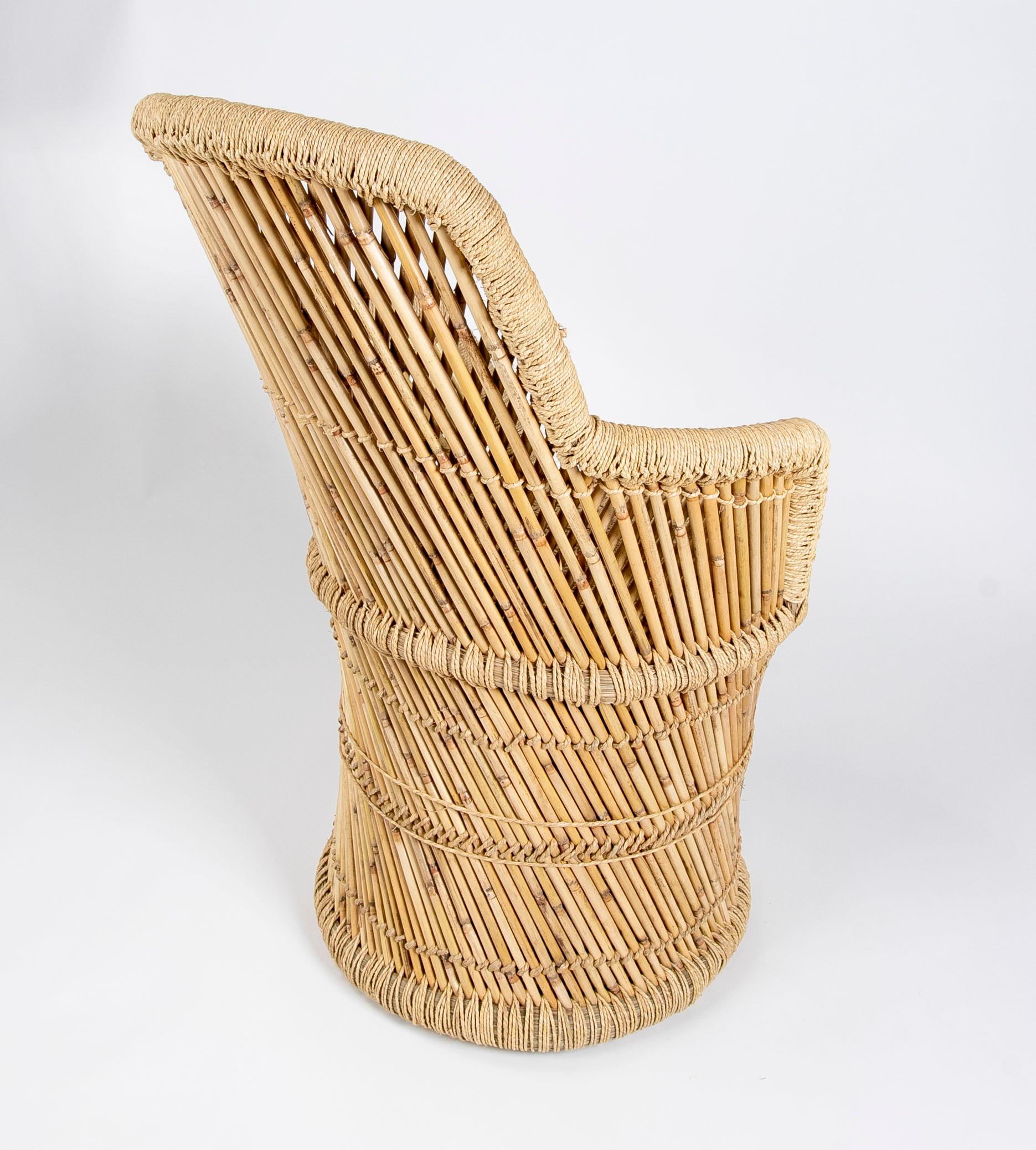 Paire de fauteuils en bambou et corde cousus main en vente 4