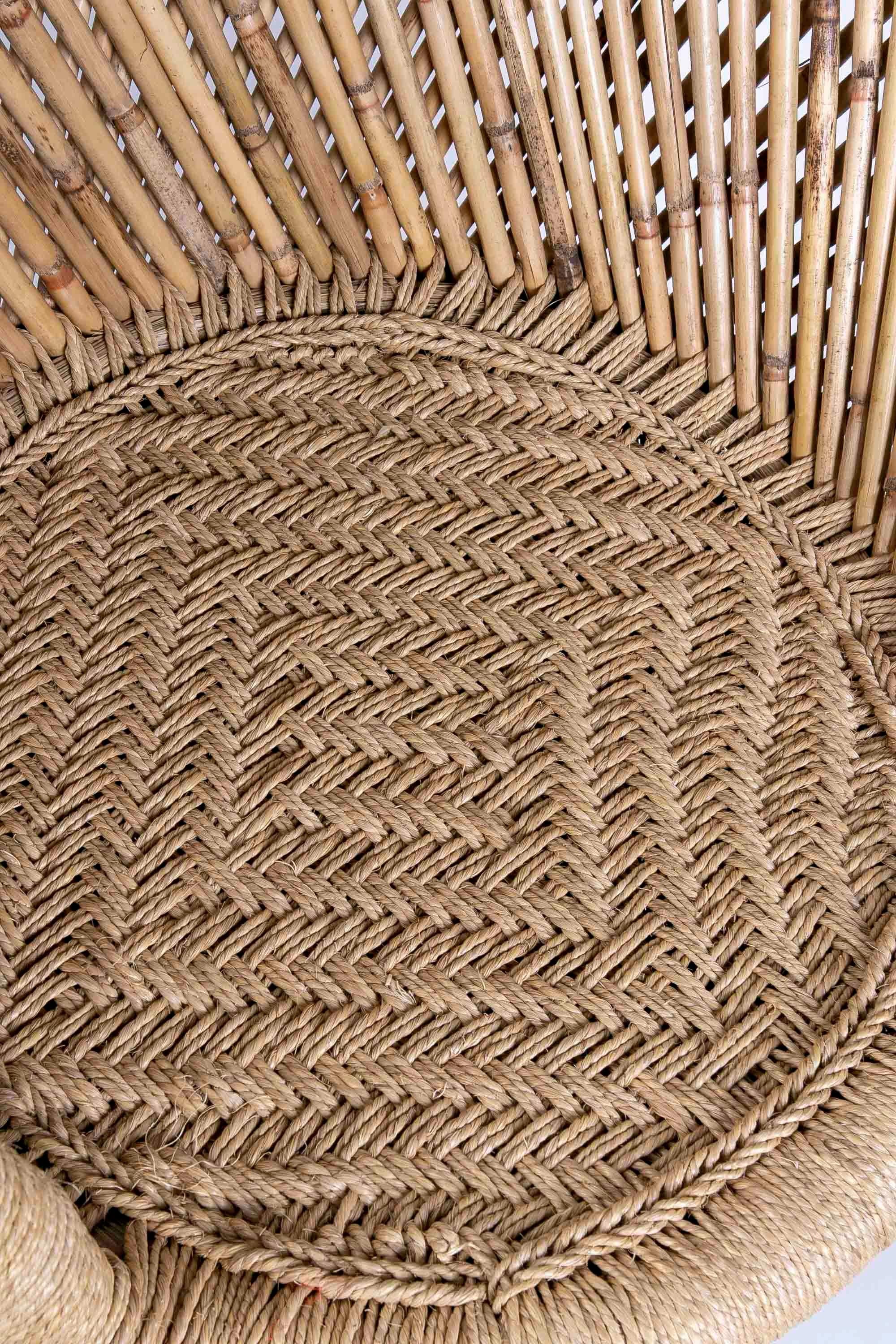 Paire de fauteuils en bambou et corde cousus main en vente 7