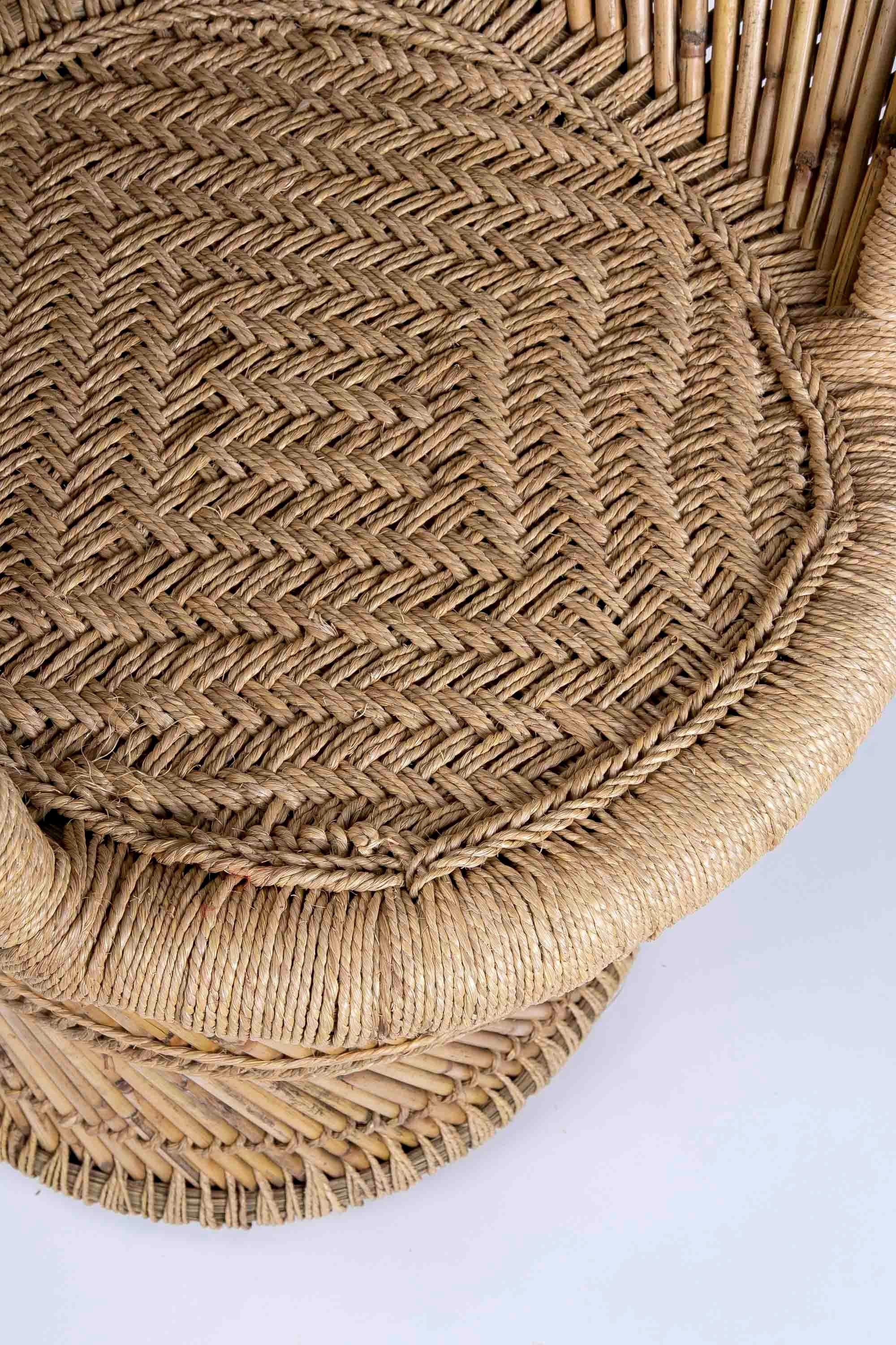 Pair of Hand-Stitched Bamboo and Rope Armchairs For Sale 12