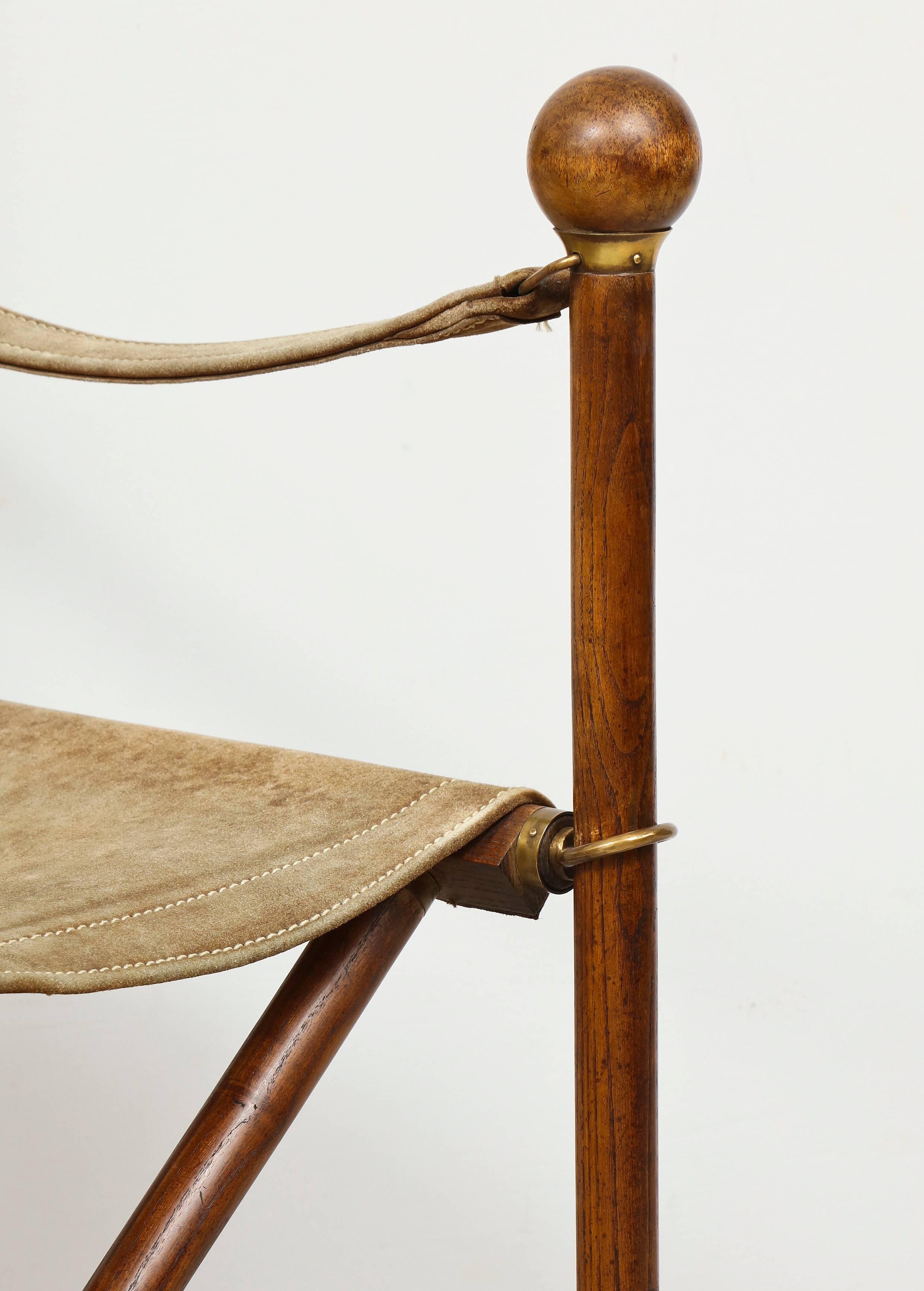 Pair of Hand-Stitched Director's Chairs with Brass Hardware 1