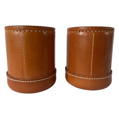 Pair Of Hand Stitched Leather Dice Cups