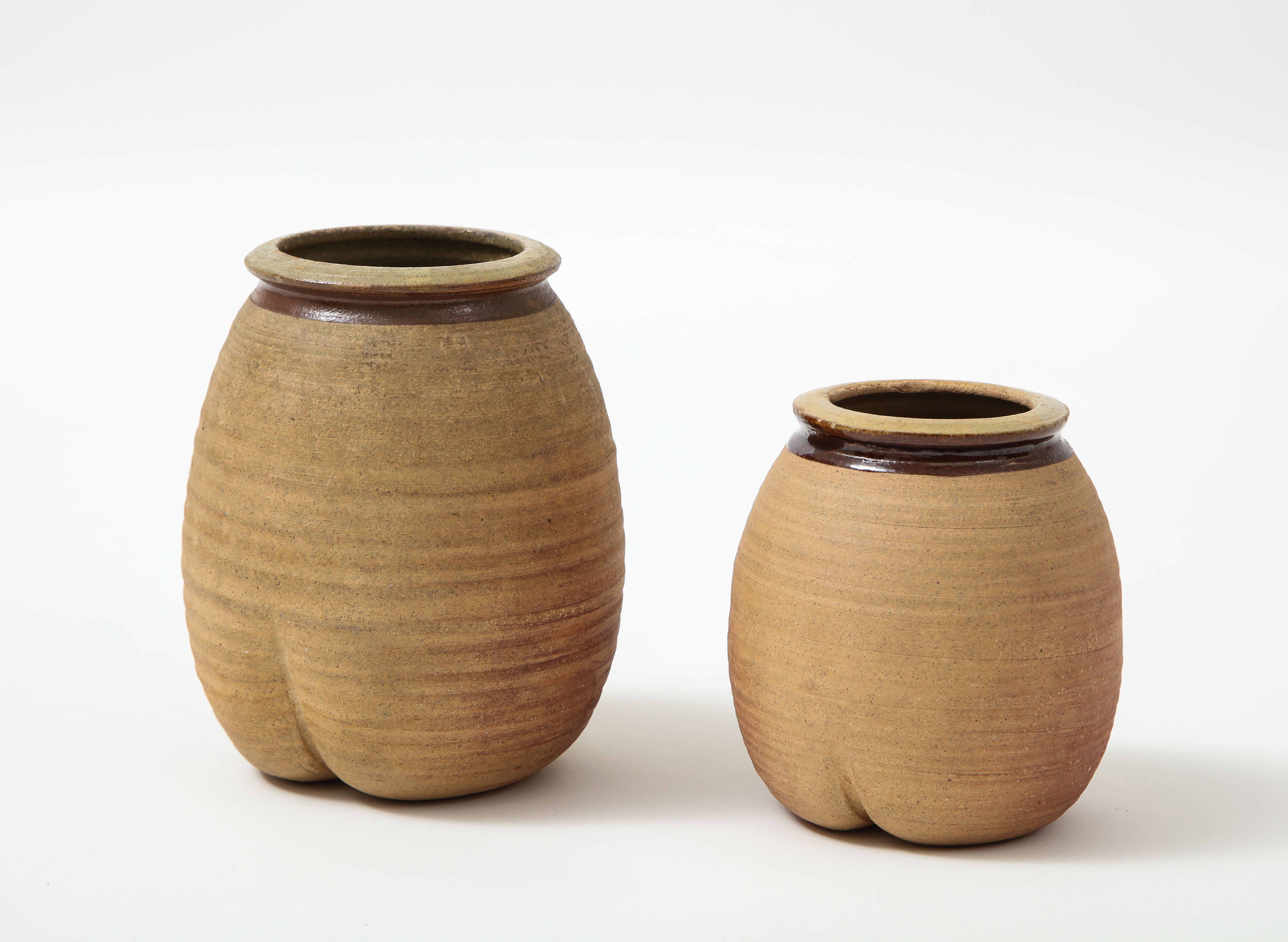 Late 20th Century Pair of Hand Thrown Earthenware Icelandic Vessels