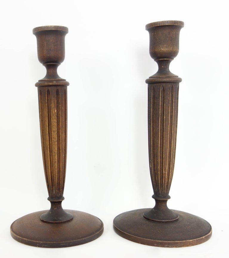Pair of HandTurned American Walnut Candlesticks For Sale at 1stDibs