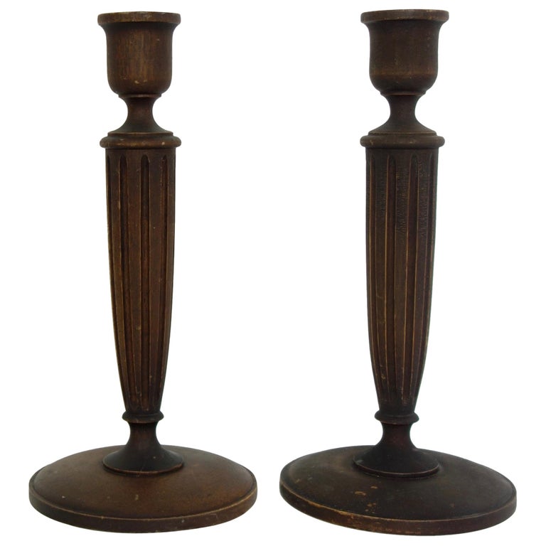 Pair of HandTurned American Walnut Candlesticks For Sale at 1stDibs