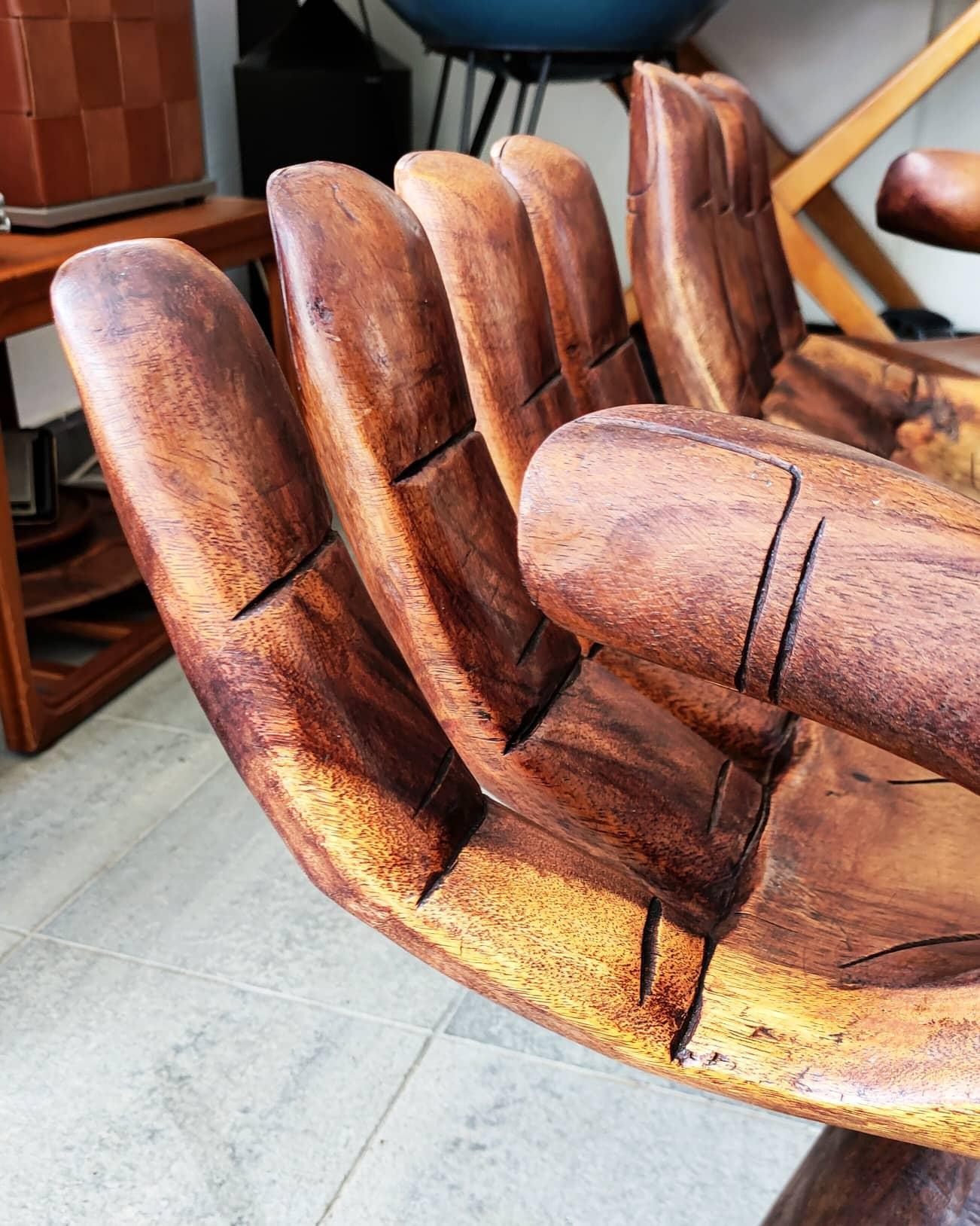 20th Century Pair of Hand Wooden Stools, Spain, 1960s