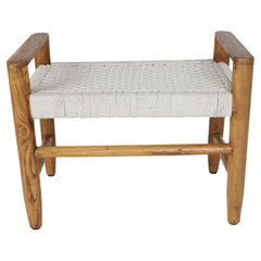 Pair of Hand-Woven Rope and Wood Benches