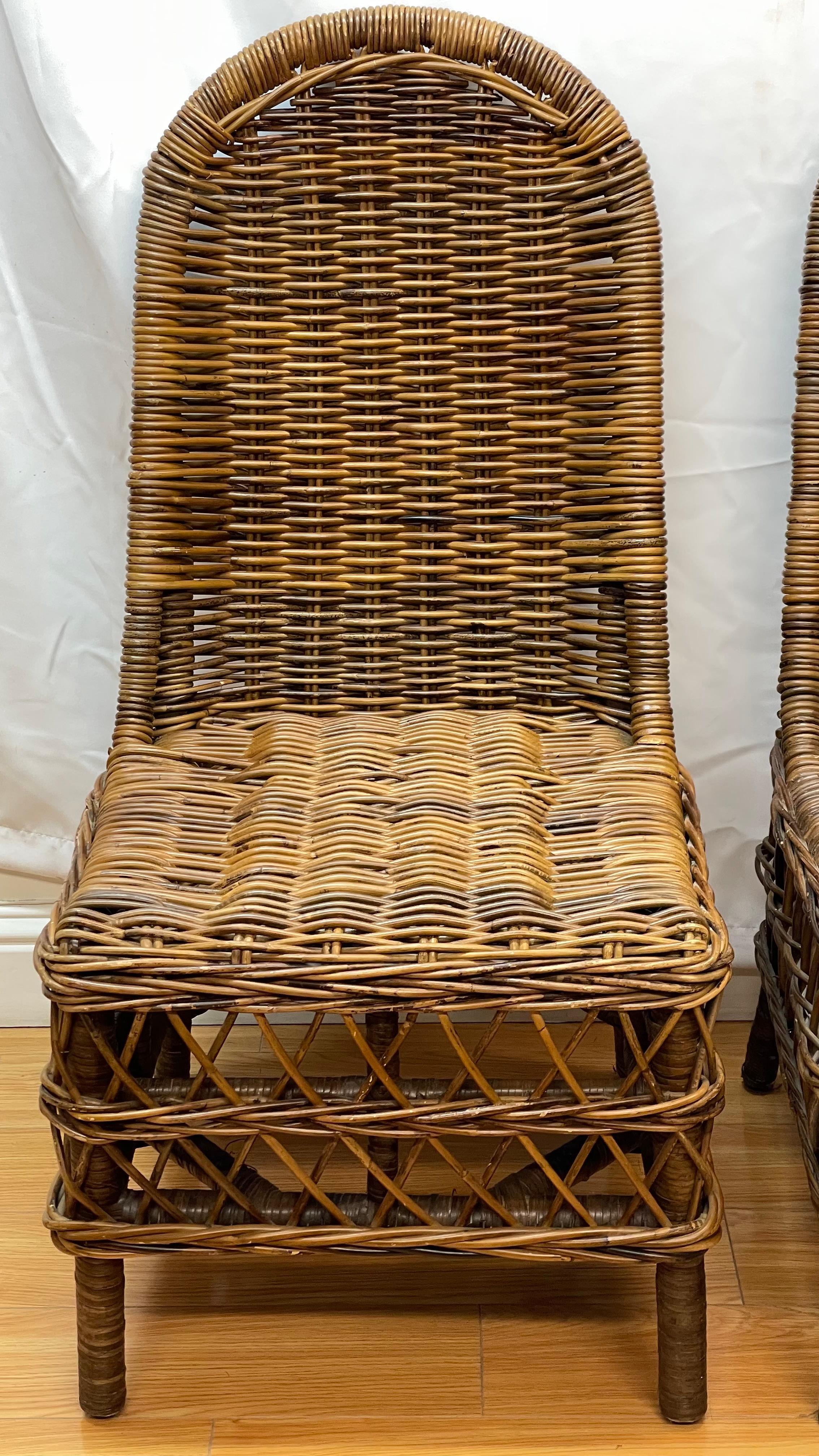 Pair of Hand Woven Rustic Side Chairs In Good Condition For Sale In San Francisco, CA