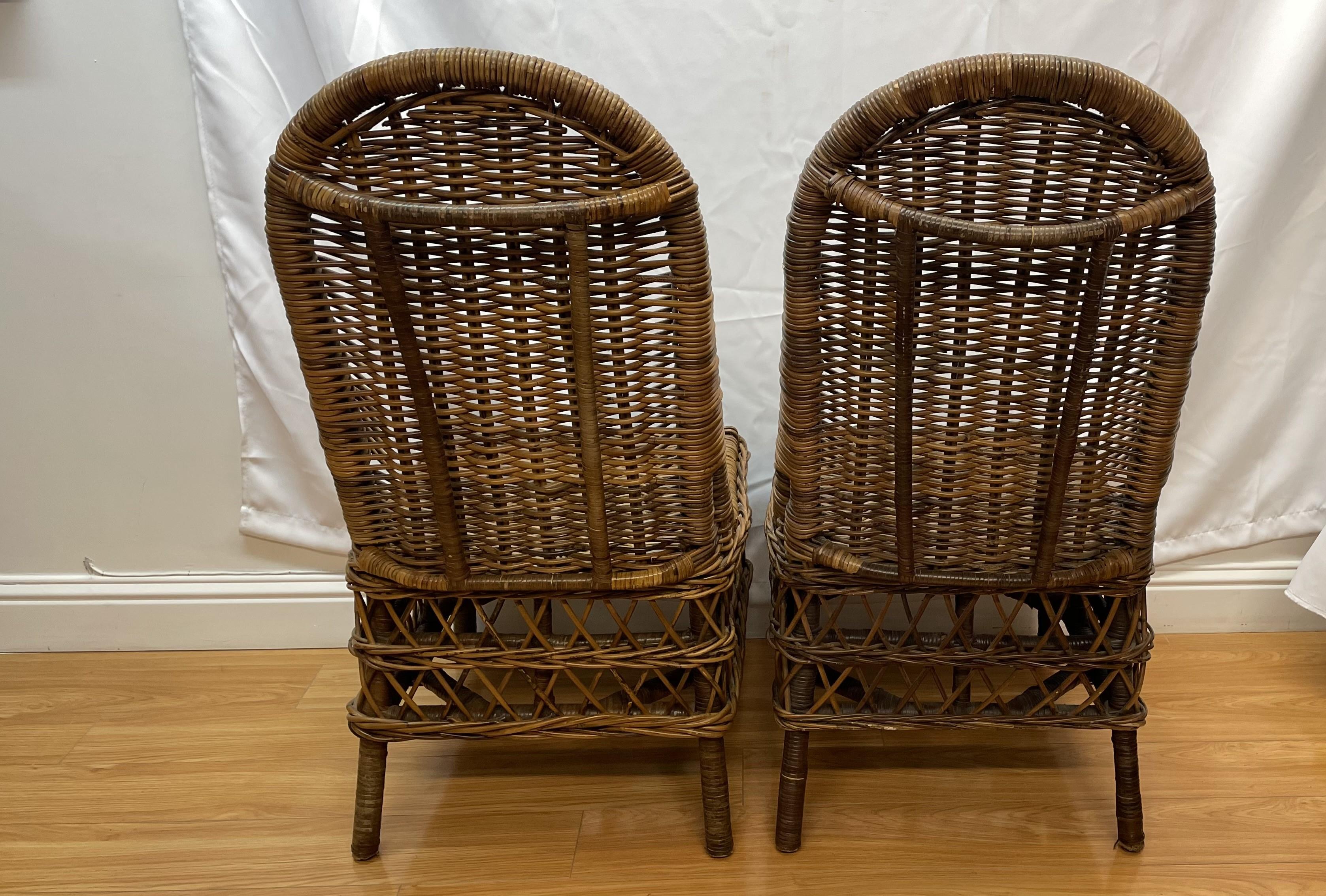 Pair of Hand Woven Rustic Side Chairs For Sale 1