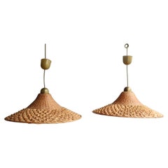 Pair of Hand-Woven Straw Dome Chandeliers from Sardinia, 1950s