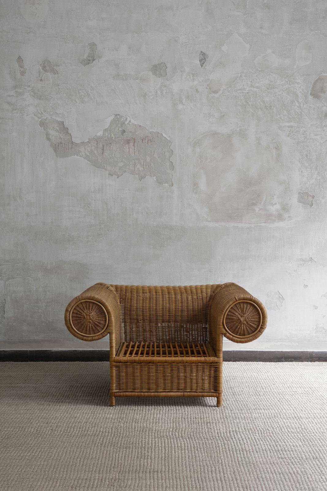 Pareja de sillones de mimbre tejidos a mano. Vivai del Sud, Italia 1970 Italiano en venta