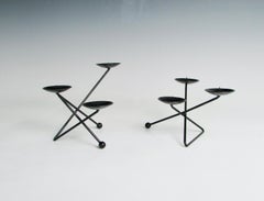 Pair of Hand Wrought Modernist Candle Stick Holders Marked J. Swoboda Austria